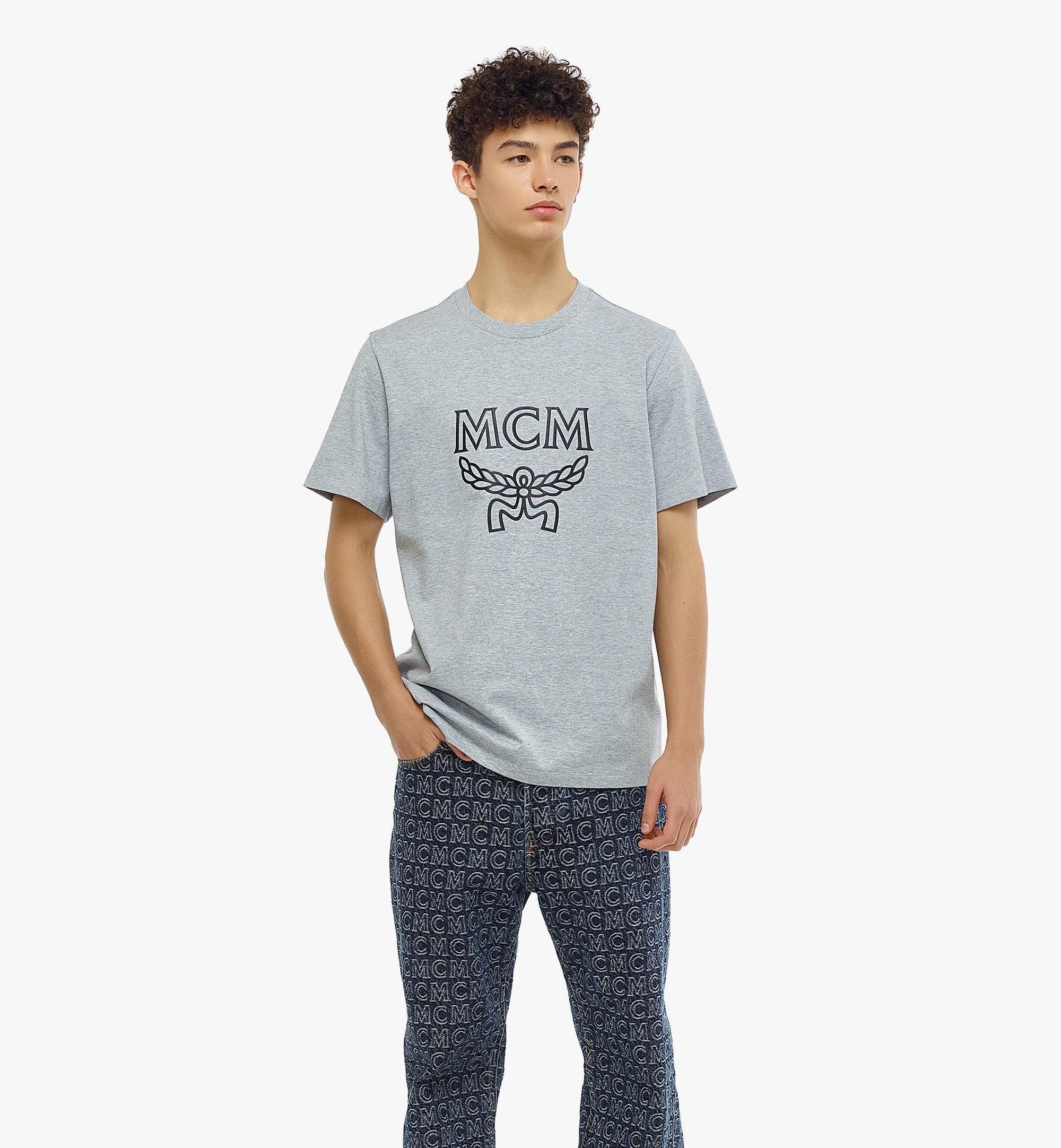 MCM Men’s Classic Logo T-Shirt in Organic Cotton Grey MHTBSMM09EH00L Alternate View 2