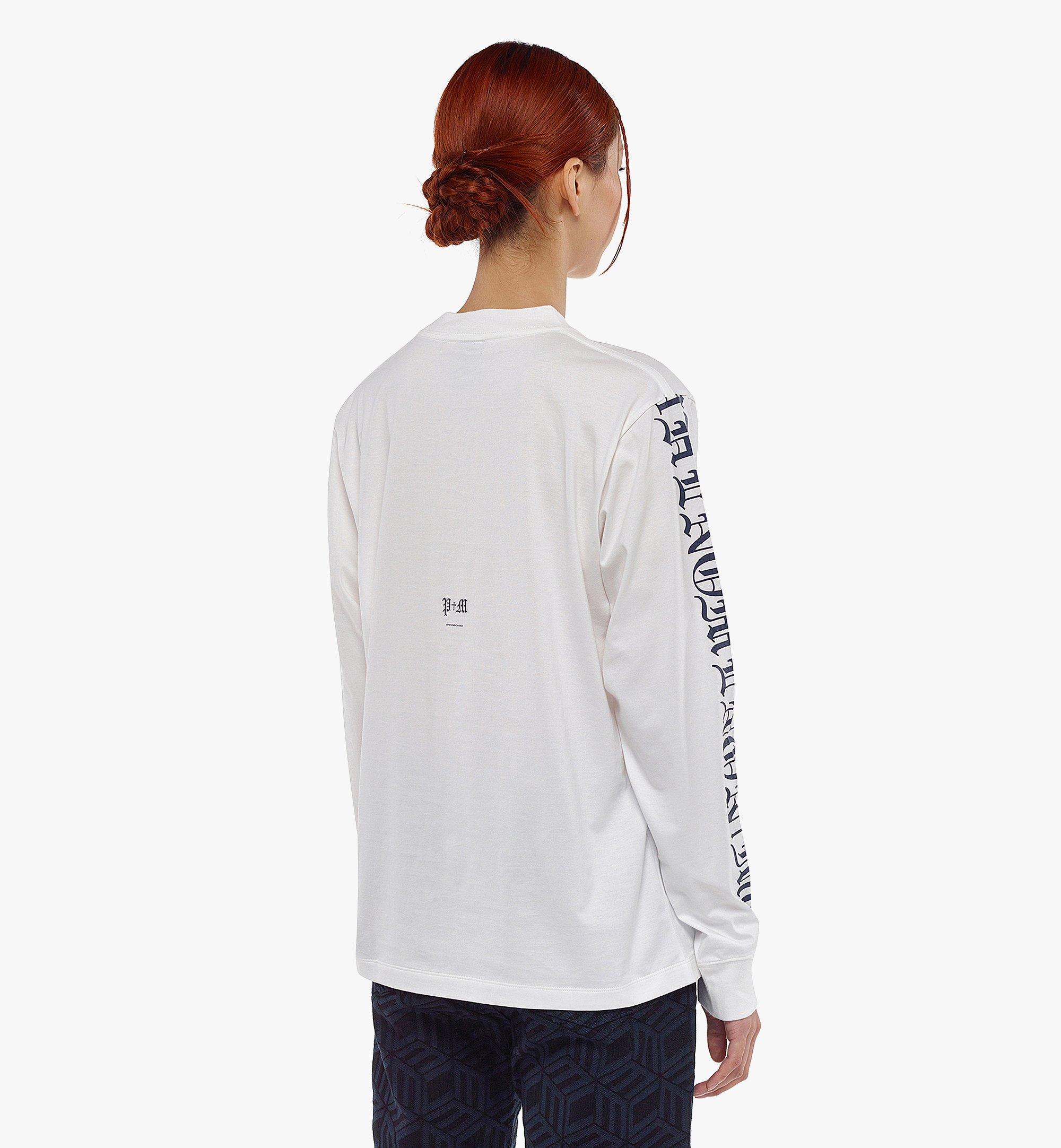 MCM Men's PHENOMENON+MCM Logo Print Long Sleeve T-Shirt White MHTCAJP01WT00L Alternate View 4