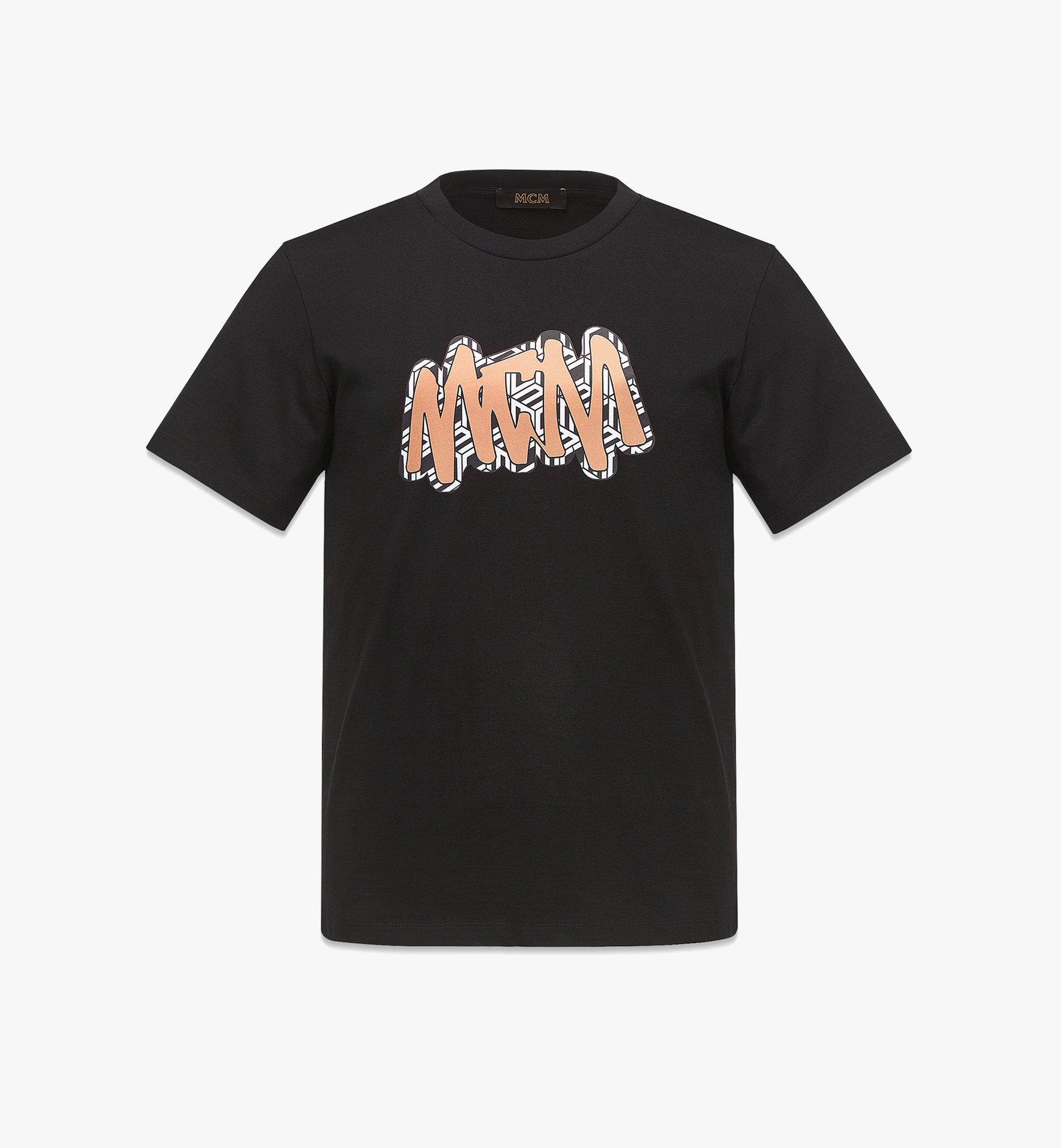 MCM Men’s MCM Sommer Cubic Logo Print T-Shirt in Organic Cotton Cognac MHTCAMM05B700L Alternate View 1