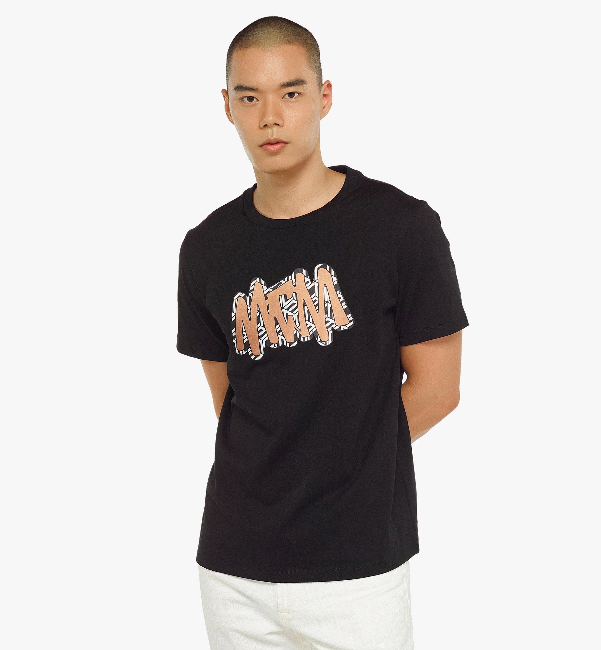 MCM MCM Sommer メンズ キュービックロゴ プリント Tシャツ - オーガニックコットン Black MHTCAMM05B700L ほかの角度から見る 2