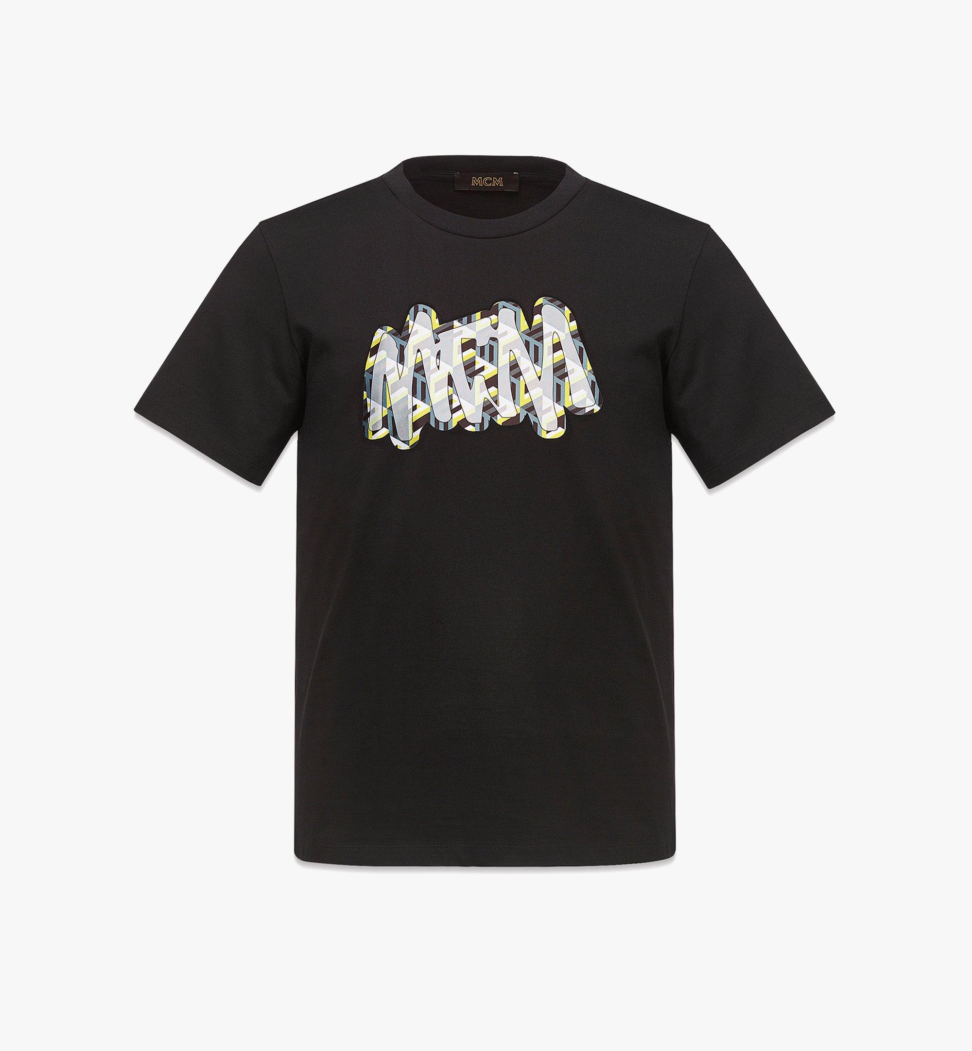 MCM Men’s MCM Sommer Cubic Logo Print T-Shirt in Organic Cotton Black MHTCAMM05BK00L Alternate View 1