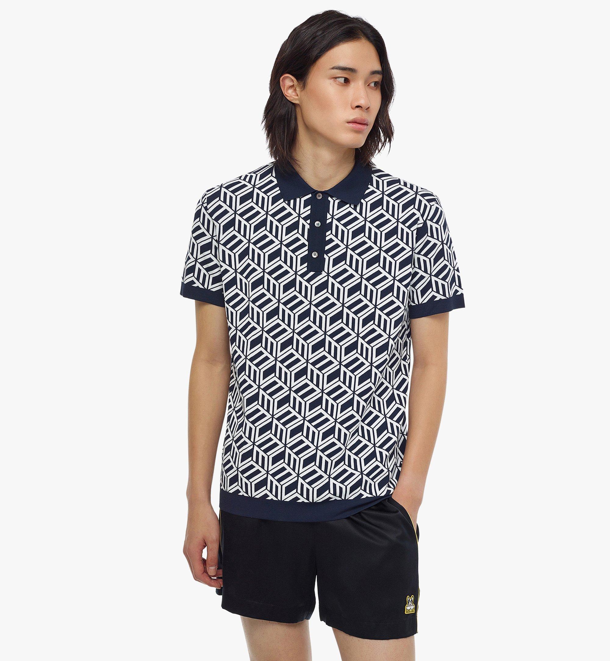 MCM 男士Cubic Monogram 针织Polo衫 Blue MHTCSCK03L32XL 更多视角 3
