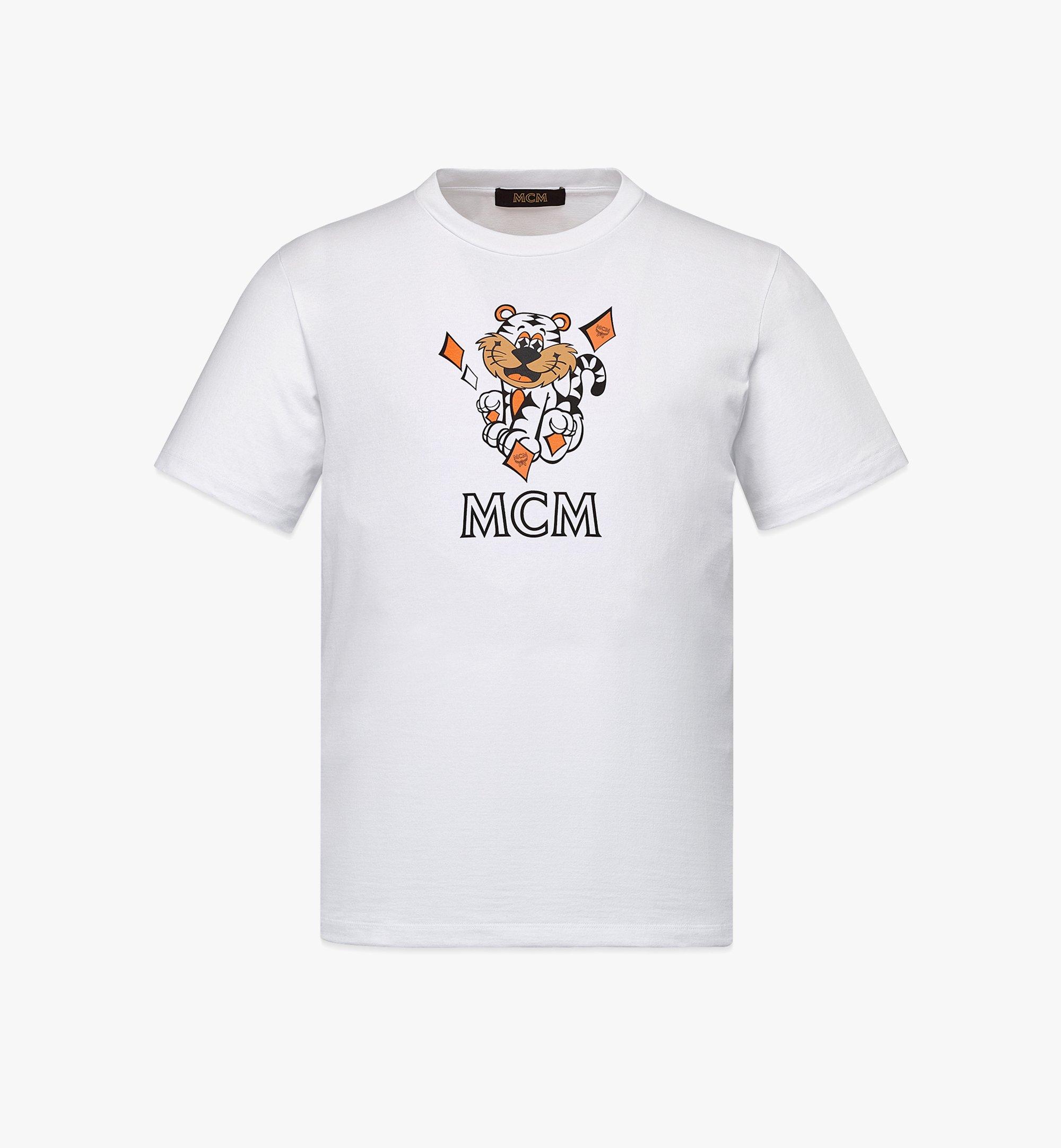 MCM Men’s New Year Tiger Print T-Shirt in Organic Cotton White MHTCSXL01WT00L Alternate View 1