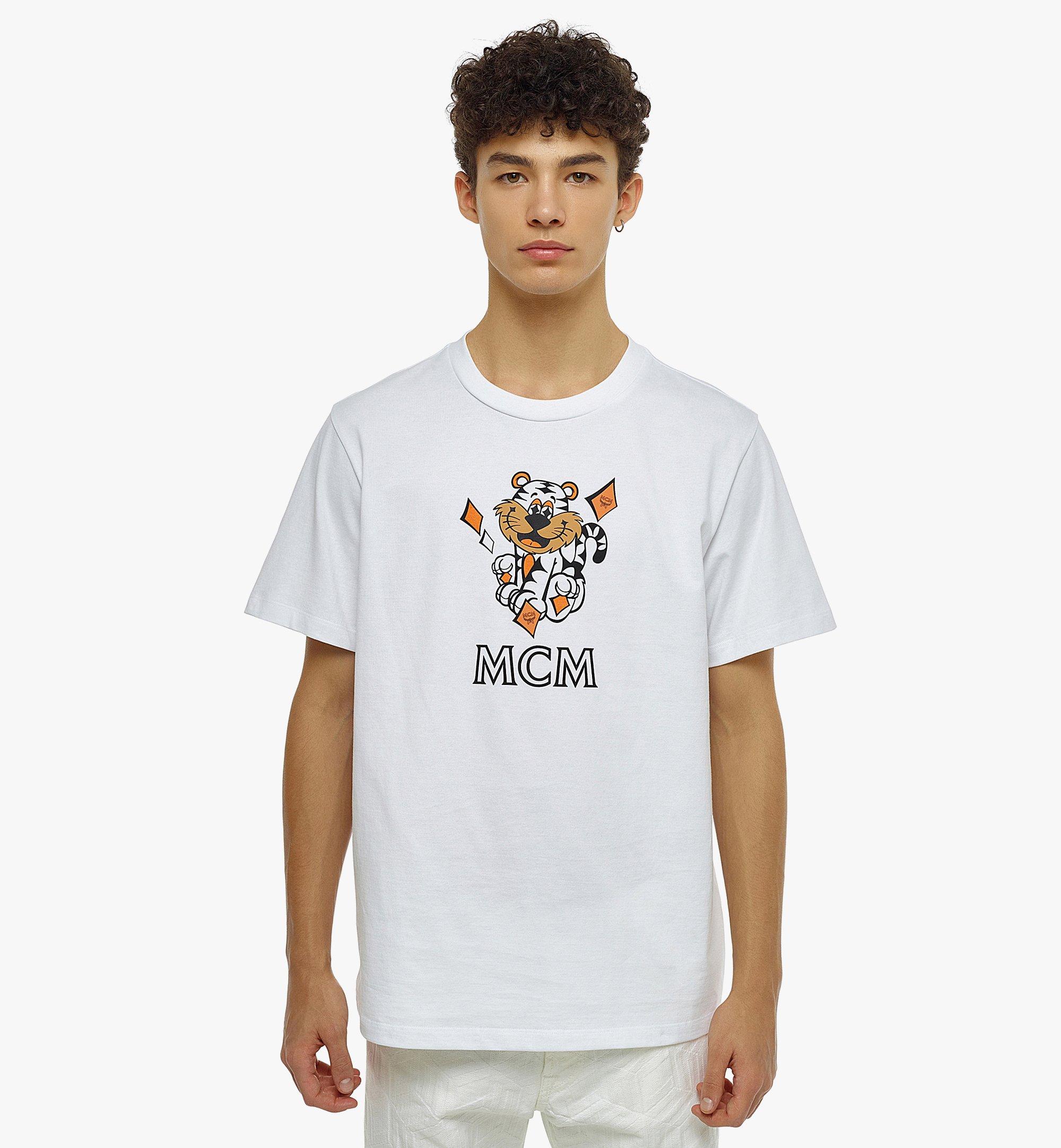 MCM Men’s New Year Tiger Print T-Shirt in Organic Cotton White MHTCSXL01WT00L Alternate View 2
