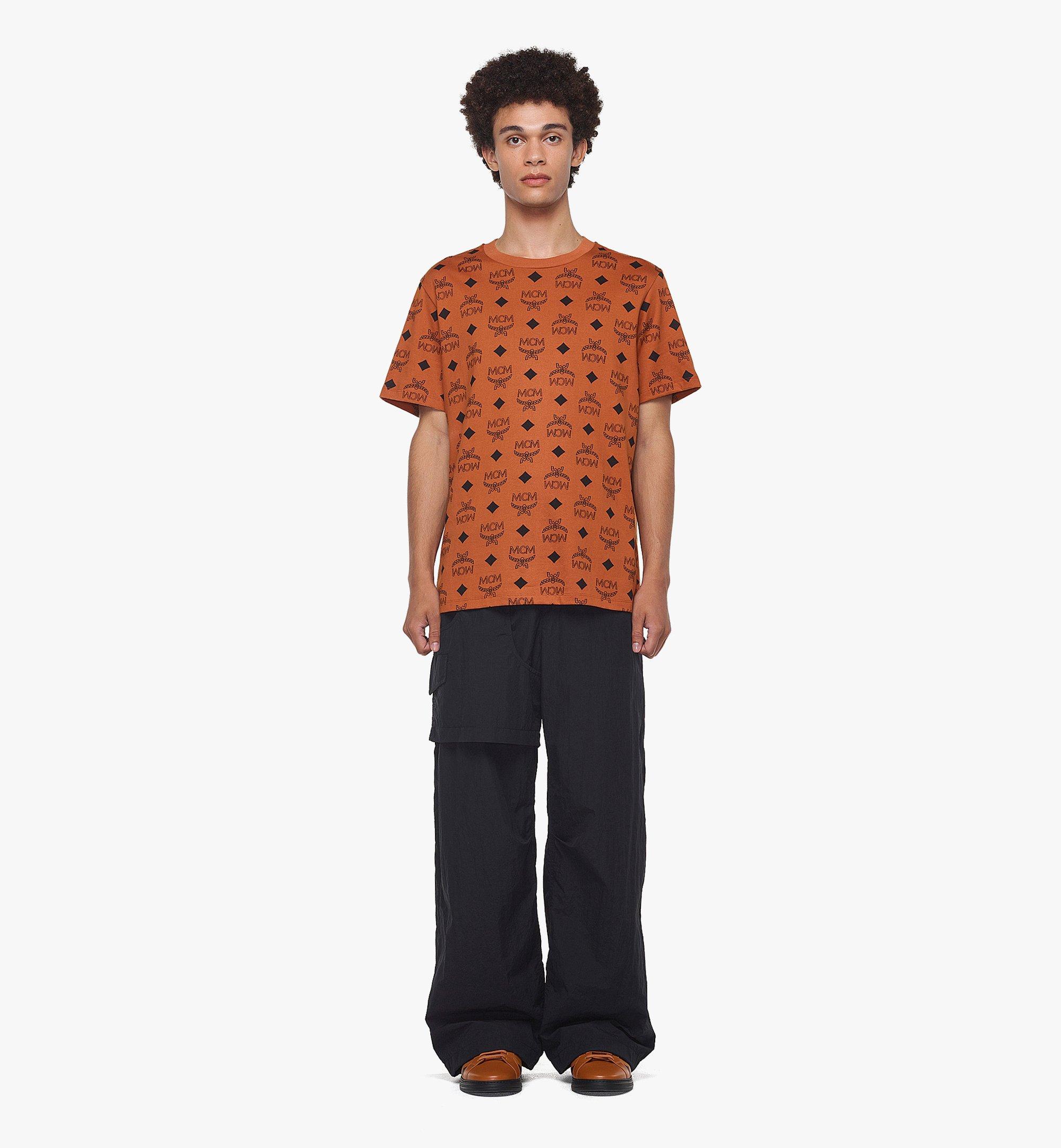 MCM Maxi Monogram Print T-Shirt in Organic Cotton Cognac MHTDAMM01CO2XL Alternate View 2