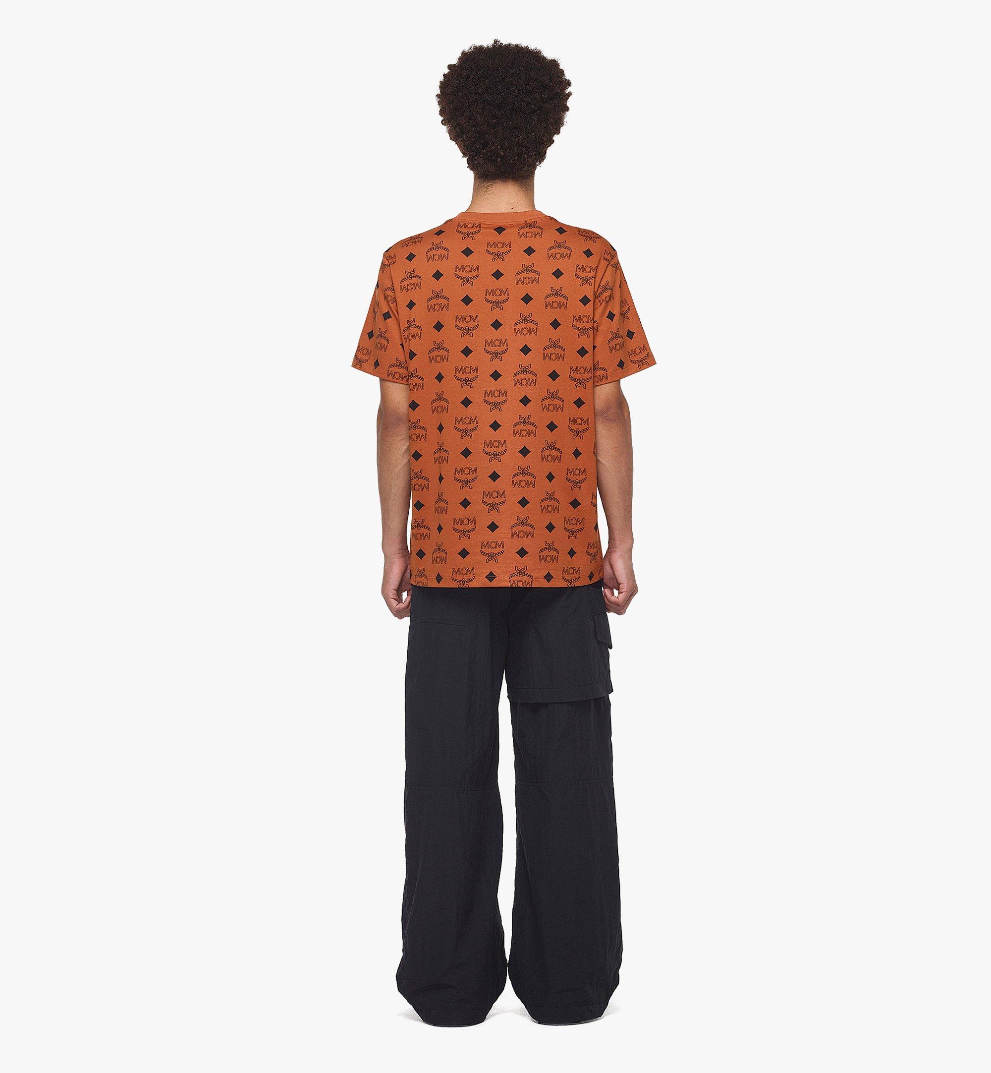 MCM Maxi Monogram Print T-Shirt in Organic Cotton Cognac MHTDAMM01CO2XL Alternate View 3