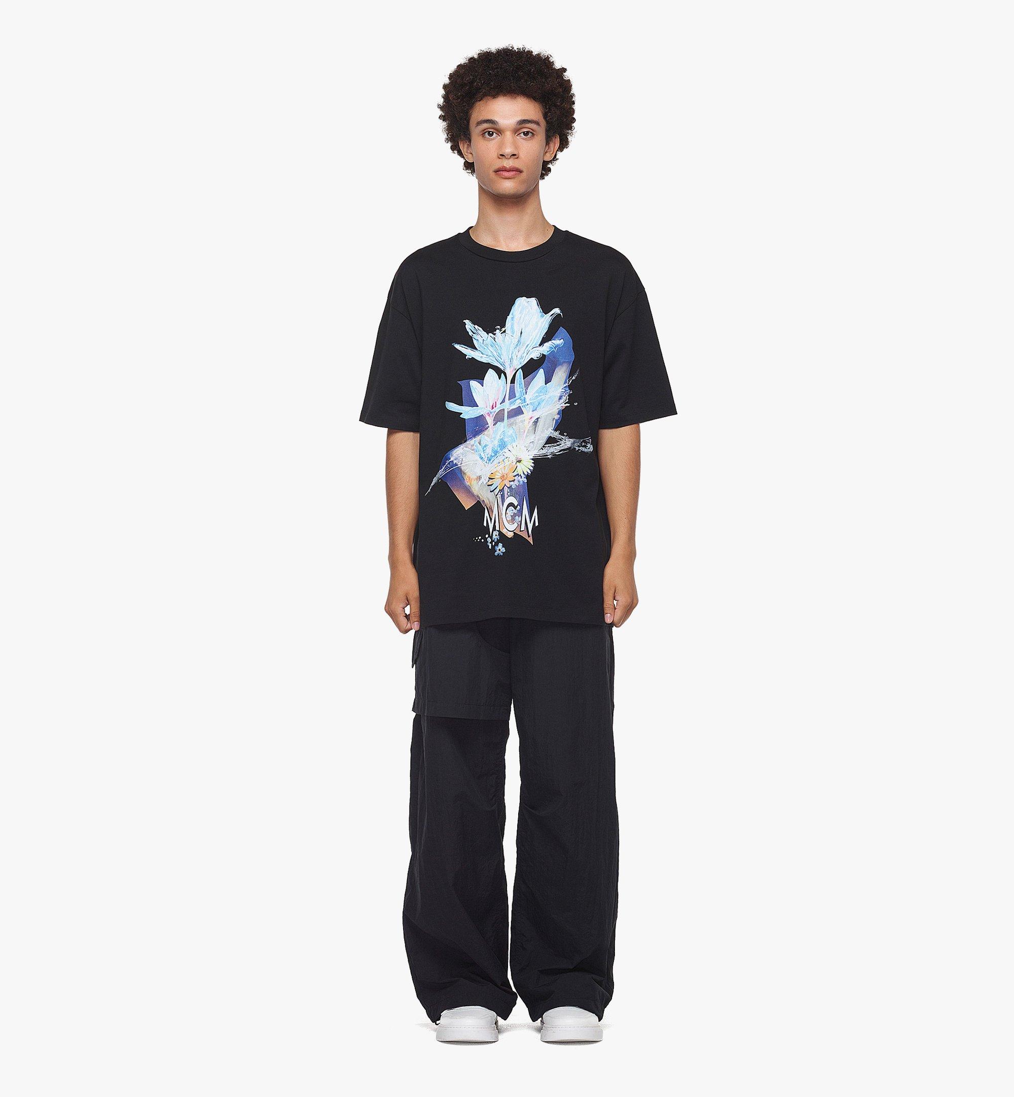 MCM フローラルプリント ロゴ Tシャツ - オーガニックコットン Black MHTDAMM07BK00M ほかの角度から見る 2