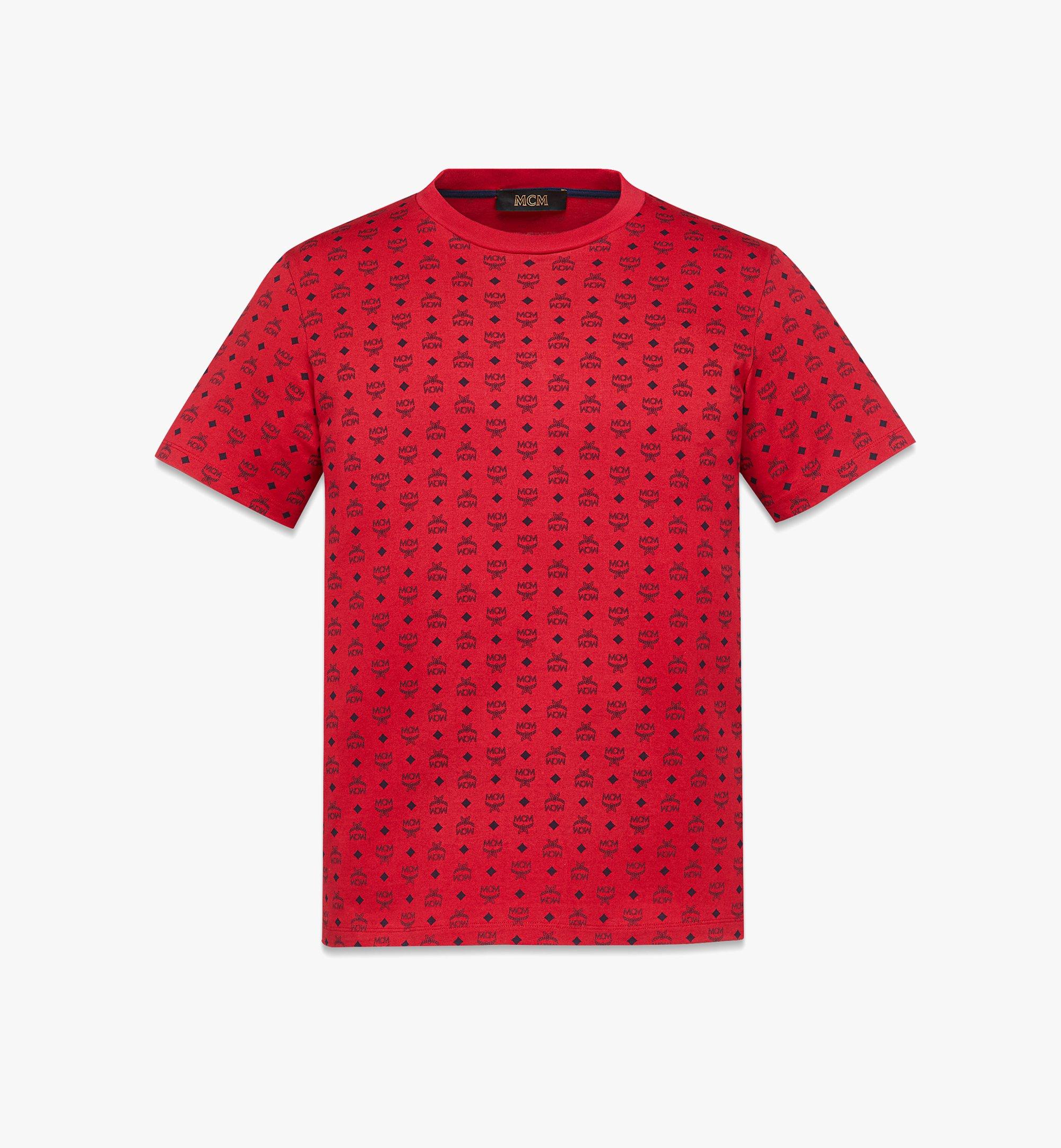 Mcm Visetos Print T-shirt In Organic Cotton In Candy Red