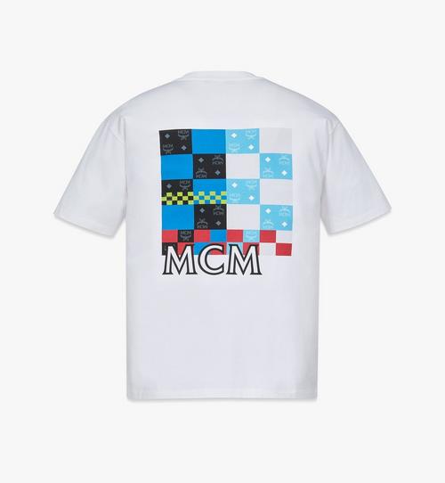 T-shirt à damier monogrammé en coton biologique pour homme