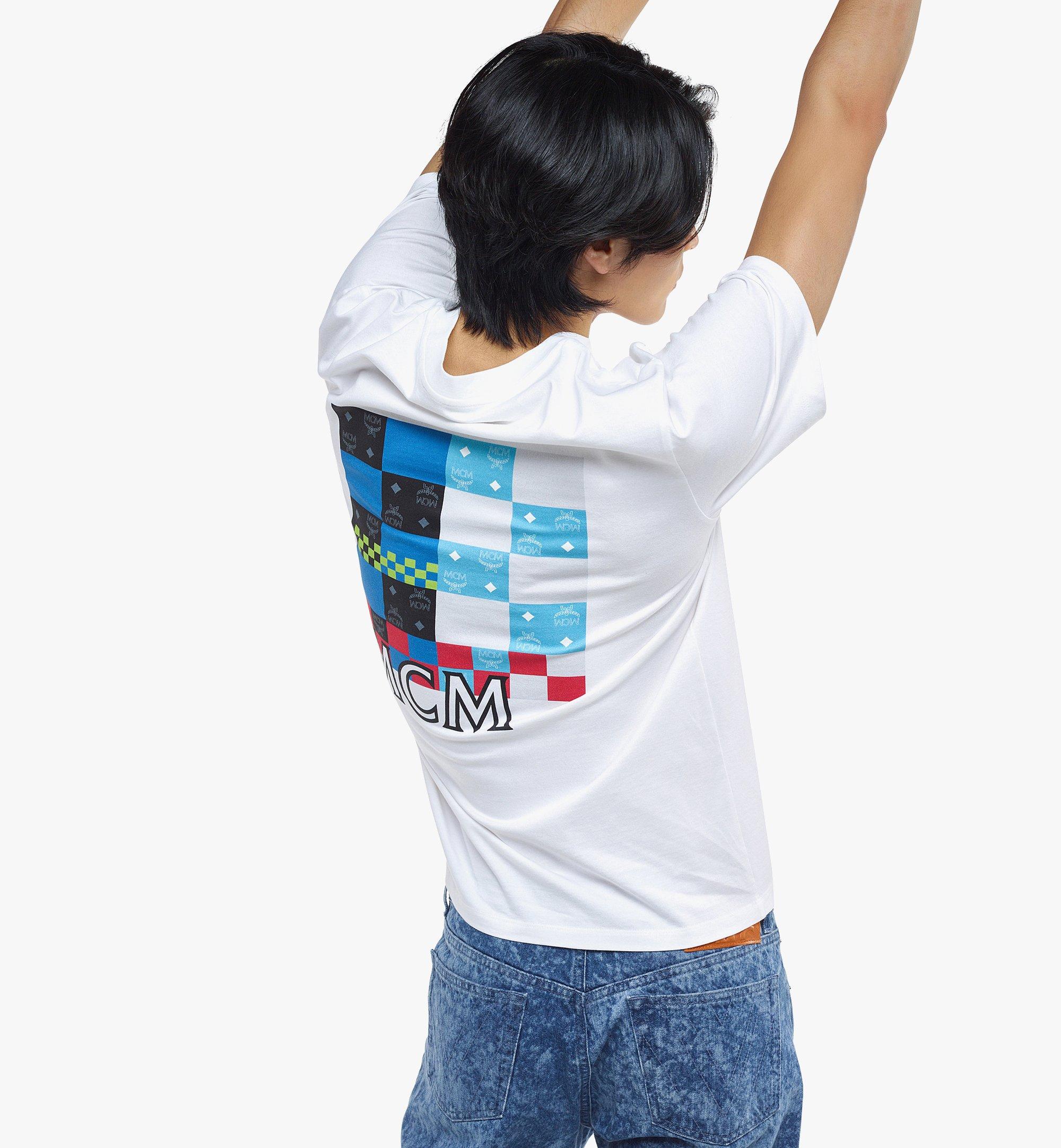 MCM メンズ チェッカーボード モノグラム Tシャツ - オーガニックコットン White MHTDSMM08WT00M ほかの角度から見る 2