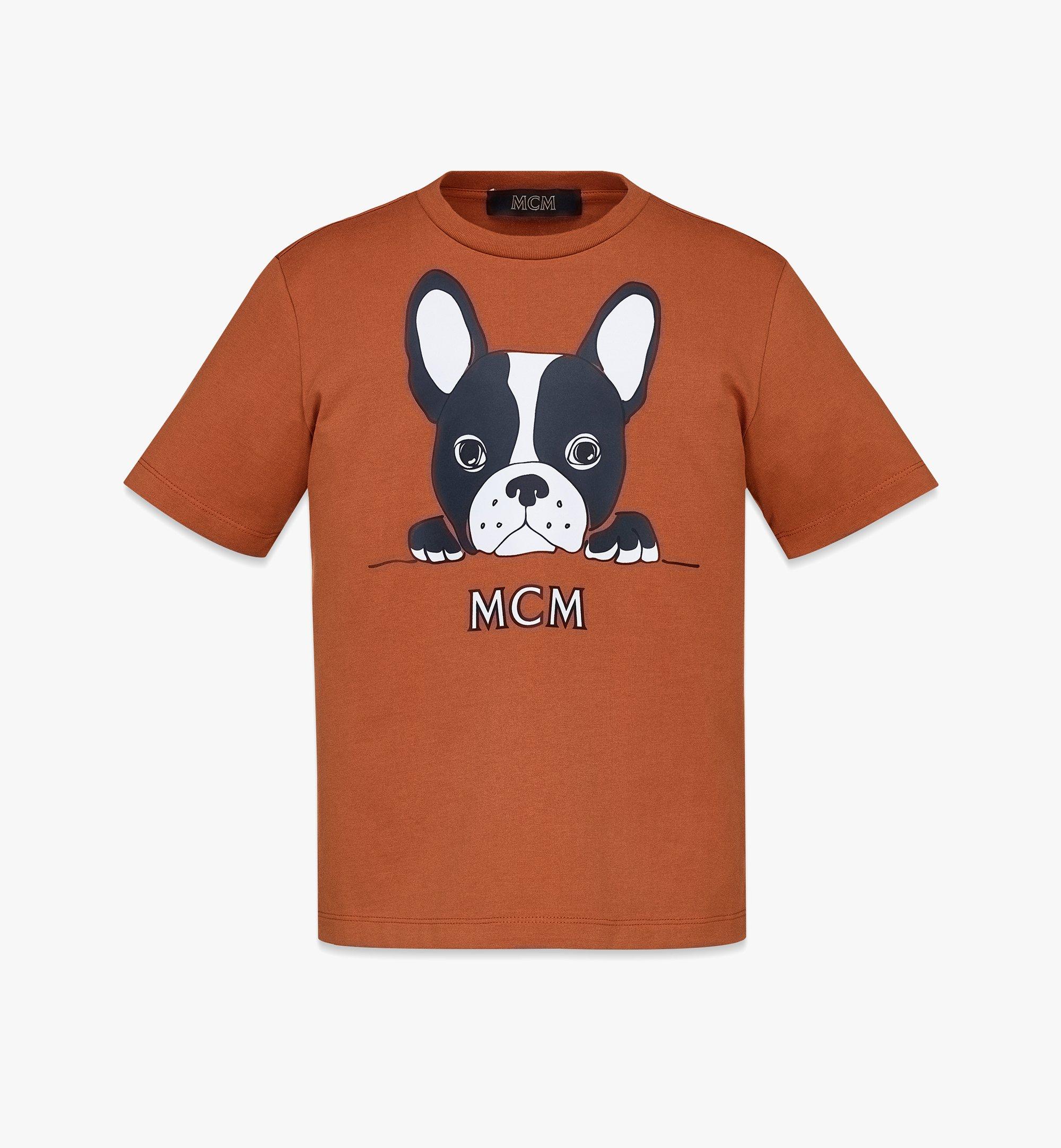 MCM Unisex M Pup Graphic Print T-Shirt in Organic Cotton Cognac MHTDSMM11CO3XS Alternate View 1