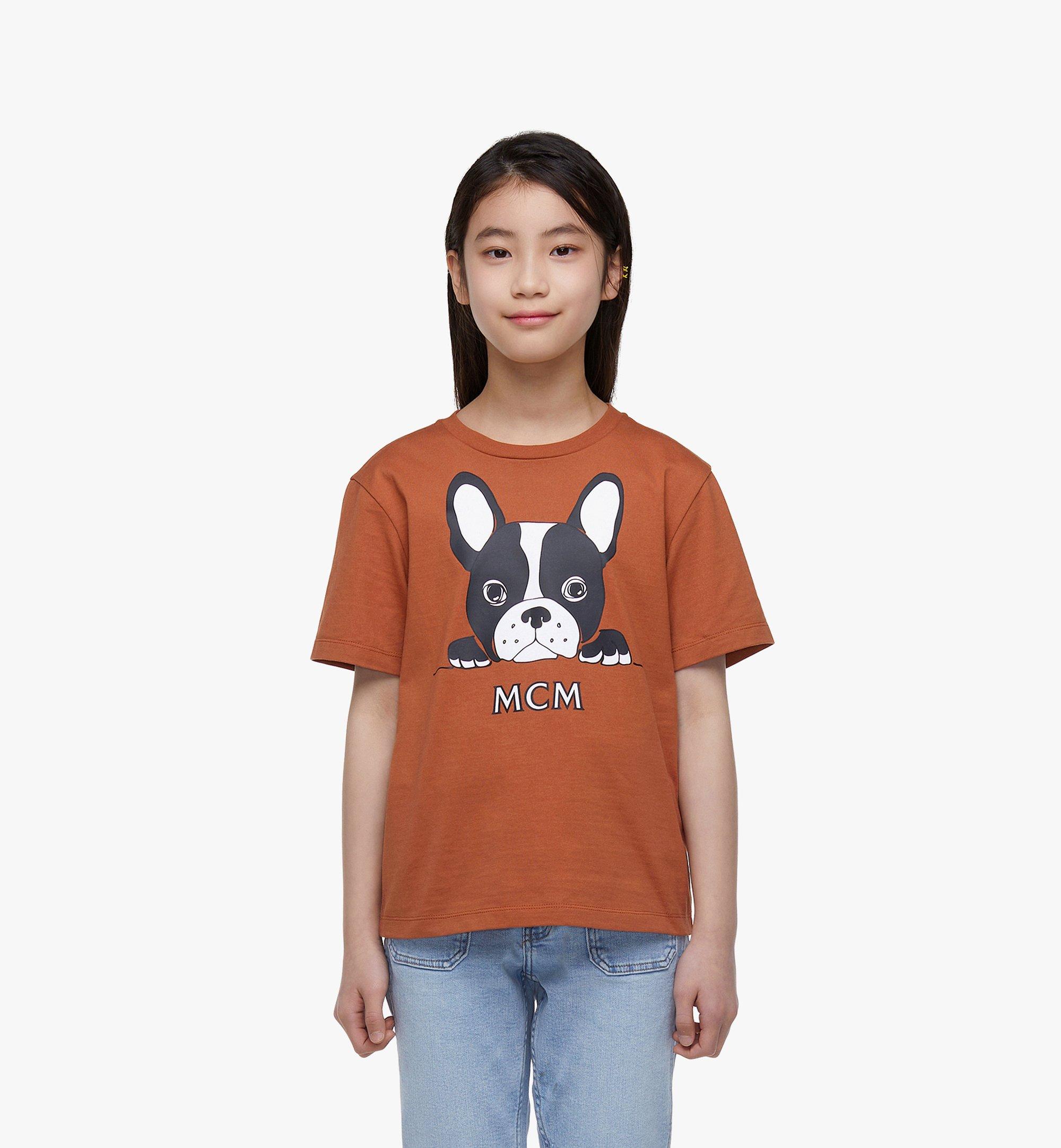 MCM Unisex M Pup Mini-Me Graphic Print T-Shirt in Organic Cotton Cognac MHTDSMM11CO3XS Alternate View 3