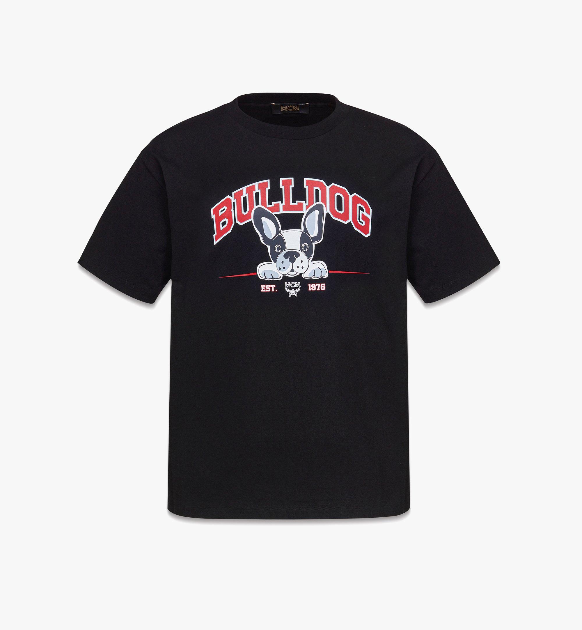 Medium M Pup Bulldog Print T-Shirt in Organic Cotton Black | MCM ®US