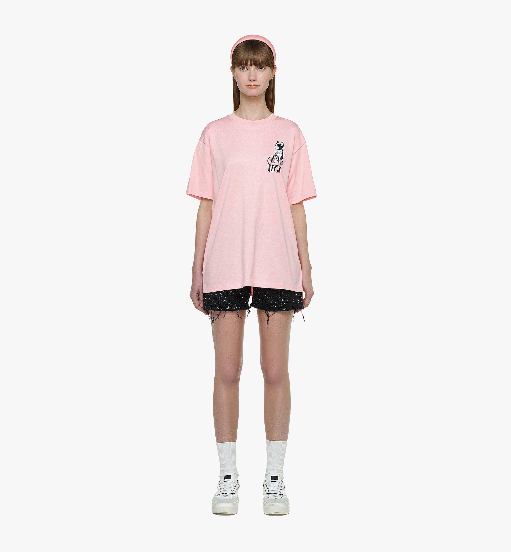 MCM 〈M Pup〉ユニセックス バイシクル プリント Tシャツ - オーガニック コットン Pink MHTDSMM15QH00L ほかの角度から見る 4