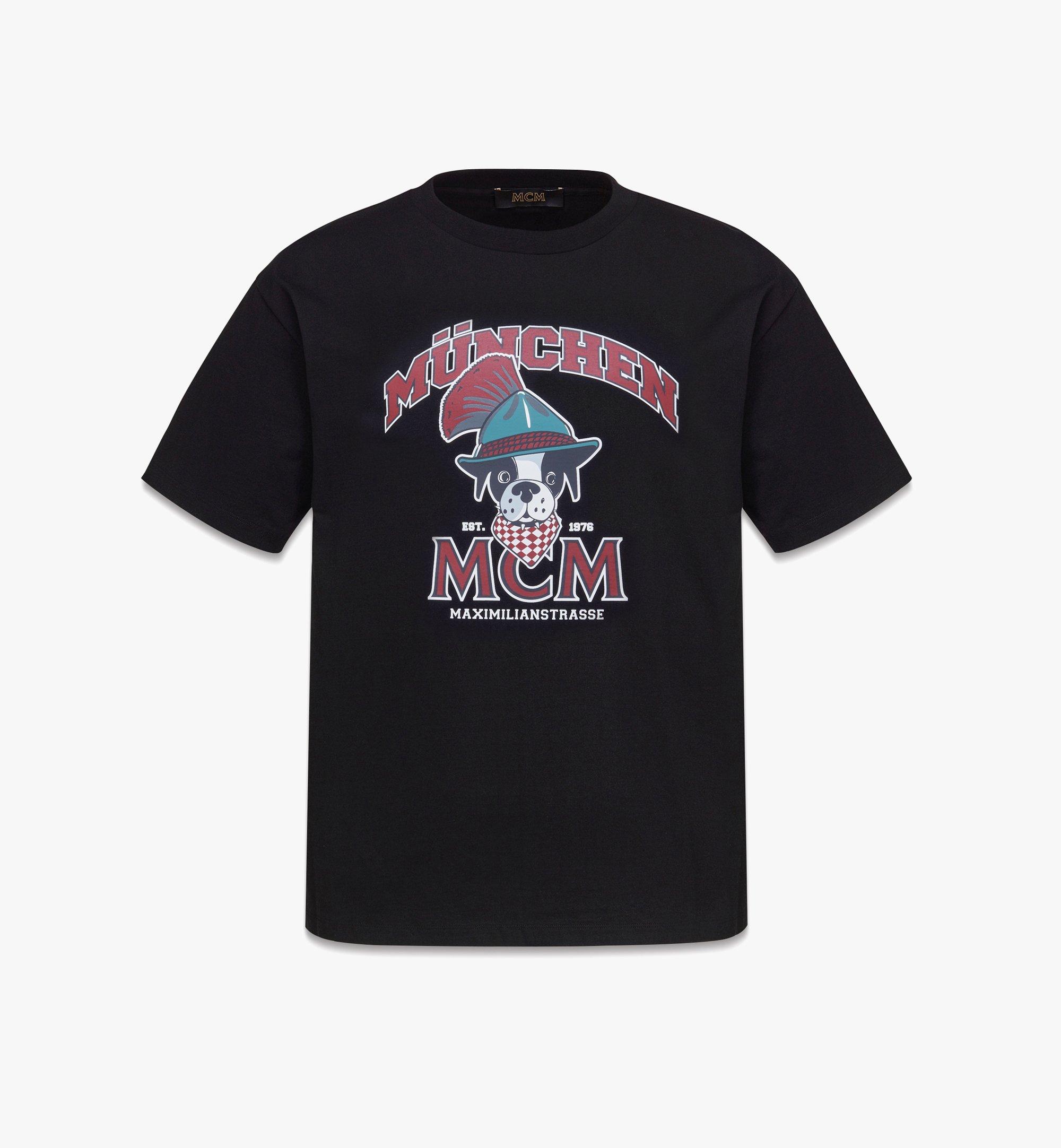 Large Unisex M Pup Bavarian Print T-Shirt Black | MCM ®JP