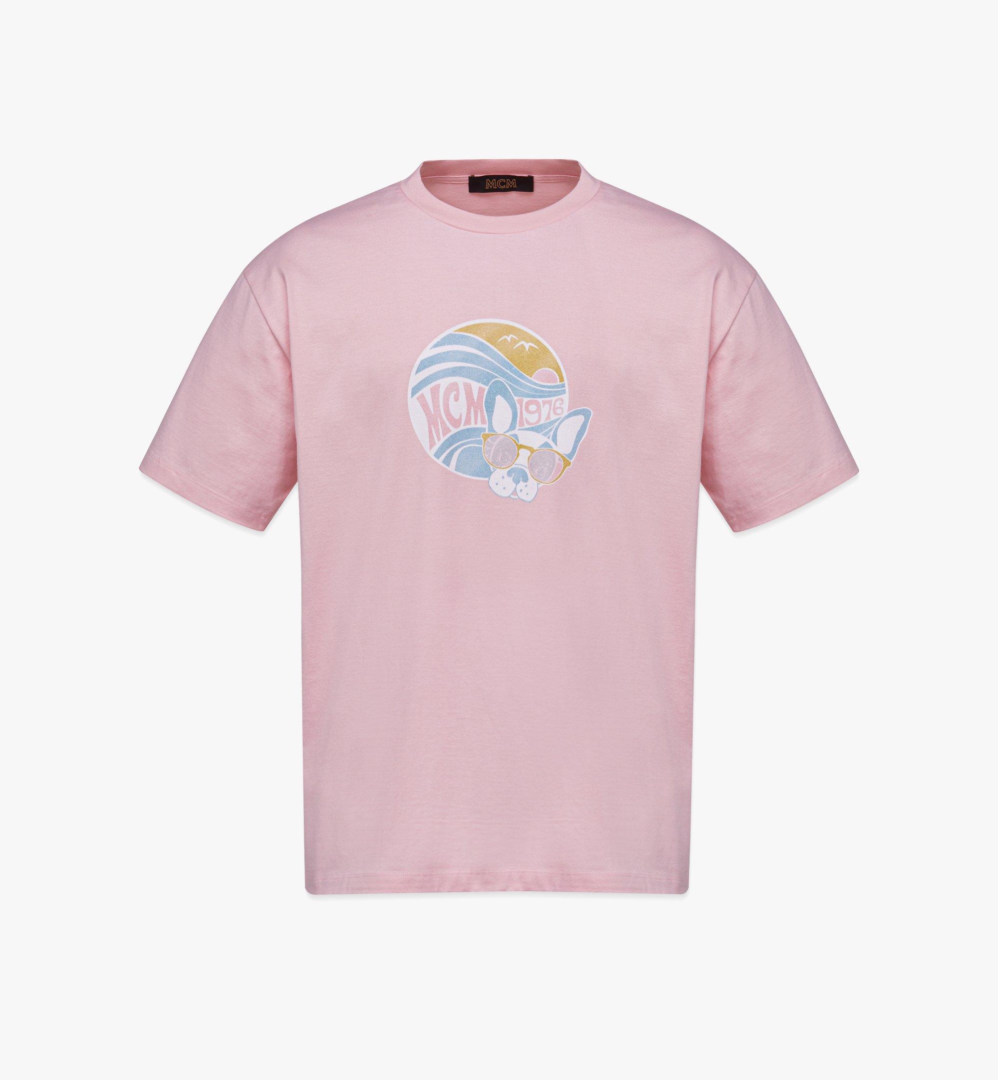 MCM M Pup Sunrise Print T-Shirt in Organic Cotton Pink MHTDSMM18QH00M Alternate View 1