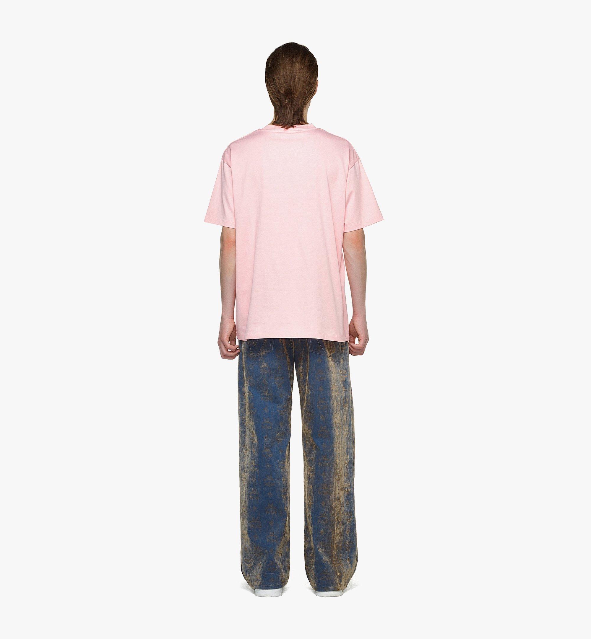 MCM M Pup Sunrise Print T-Shirt in Organic Cotton Pink MHTDSMM18QH00M Alternate View 3