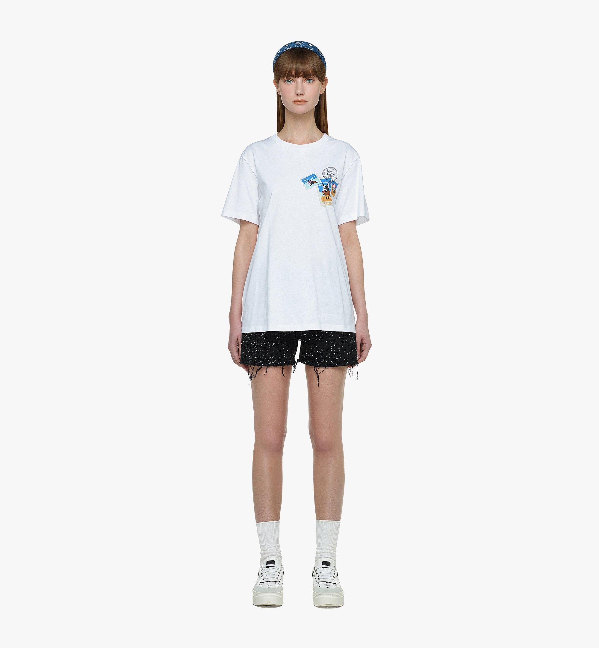 MCM 〈M Pup〉ユニセックス ポストカード プリント Tシャツ - オーガニック コットン White MHTDSMM19WT00M ほかの角度から見る 4