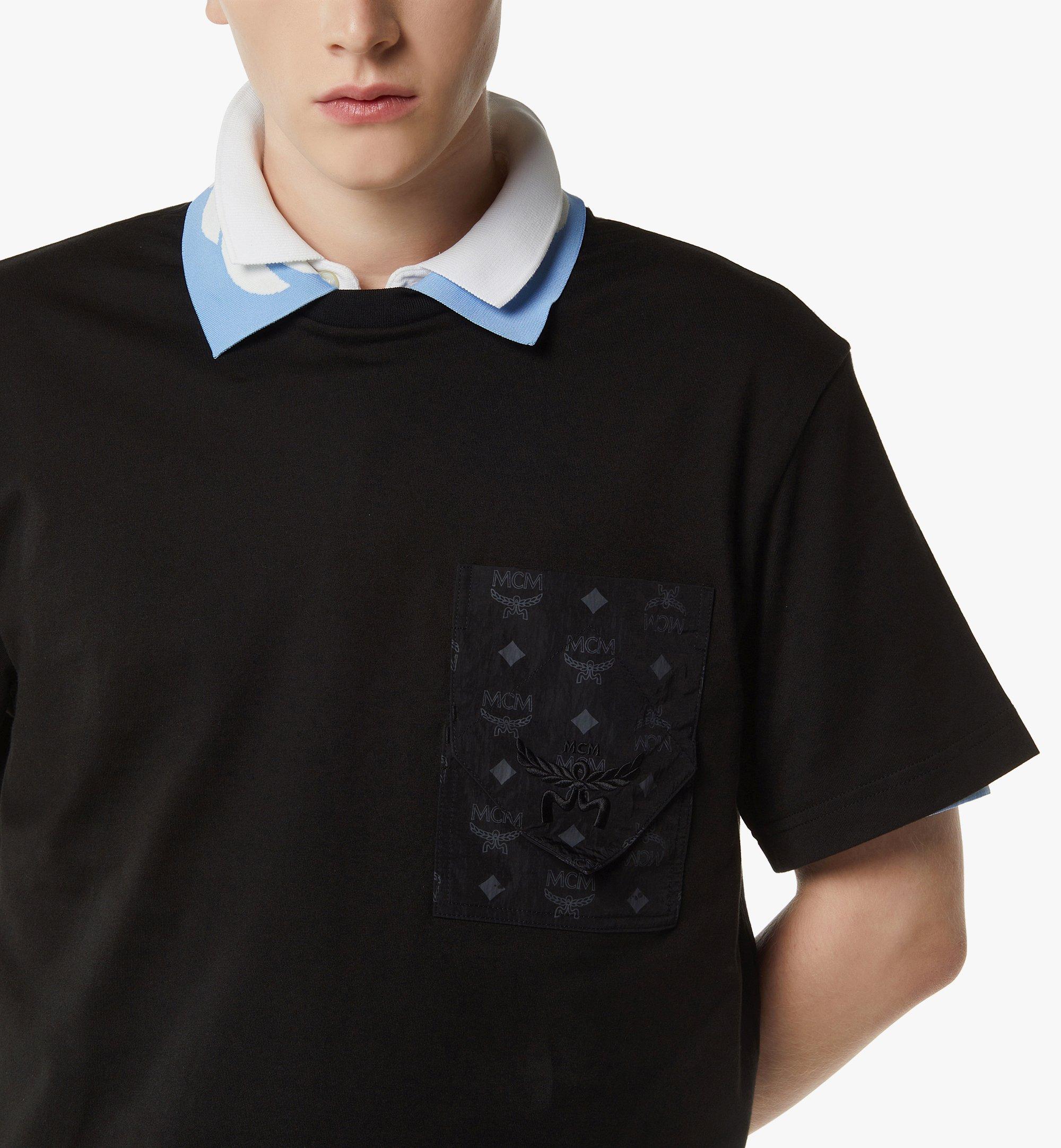 MCM Monogram Patch Pocket T-Shirt in Organic Cotton Black MHTEAMM07BD0XL Alternate View 2