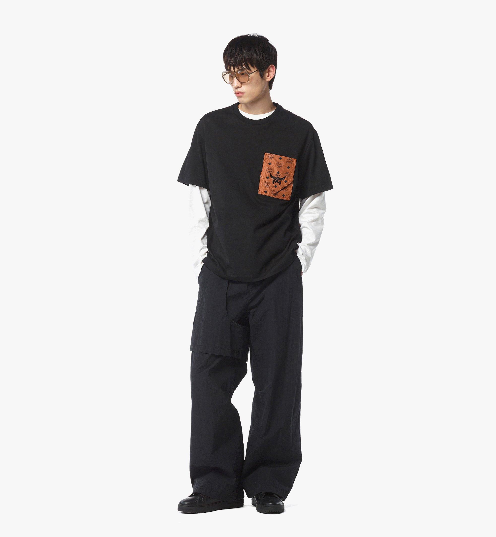 MCM 有機棉花押字圖案貼袋 T 恤  MHTEAMM07BK00M 更多視圖 2