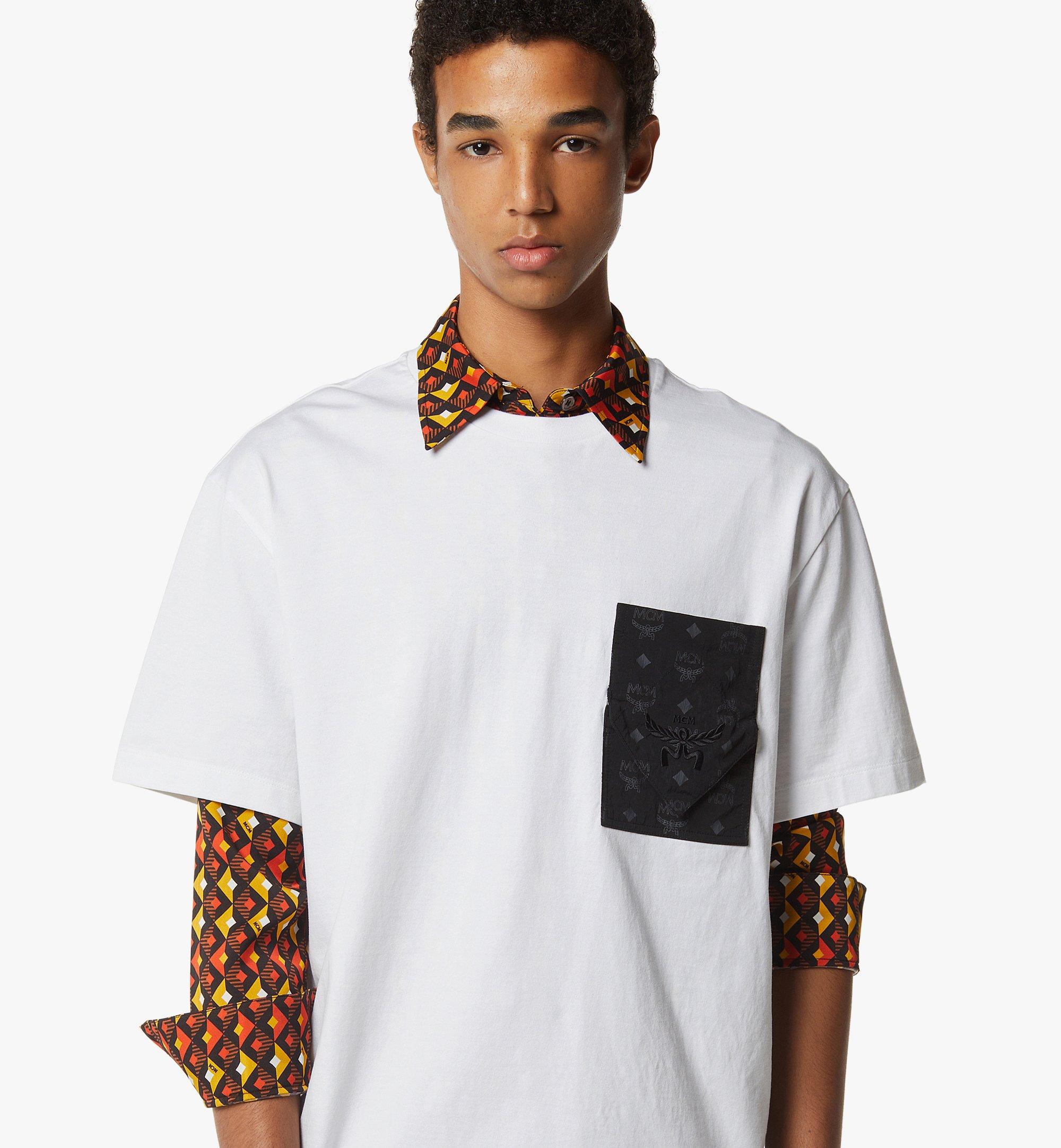 MCM Monogram Patch Pocket T-Shirt in Organic Cotton Black MHTEAMM07BW0XL Alternate View 4