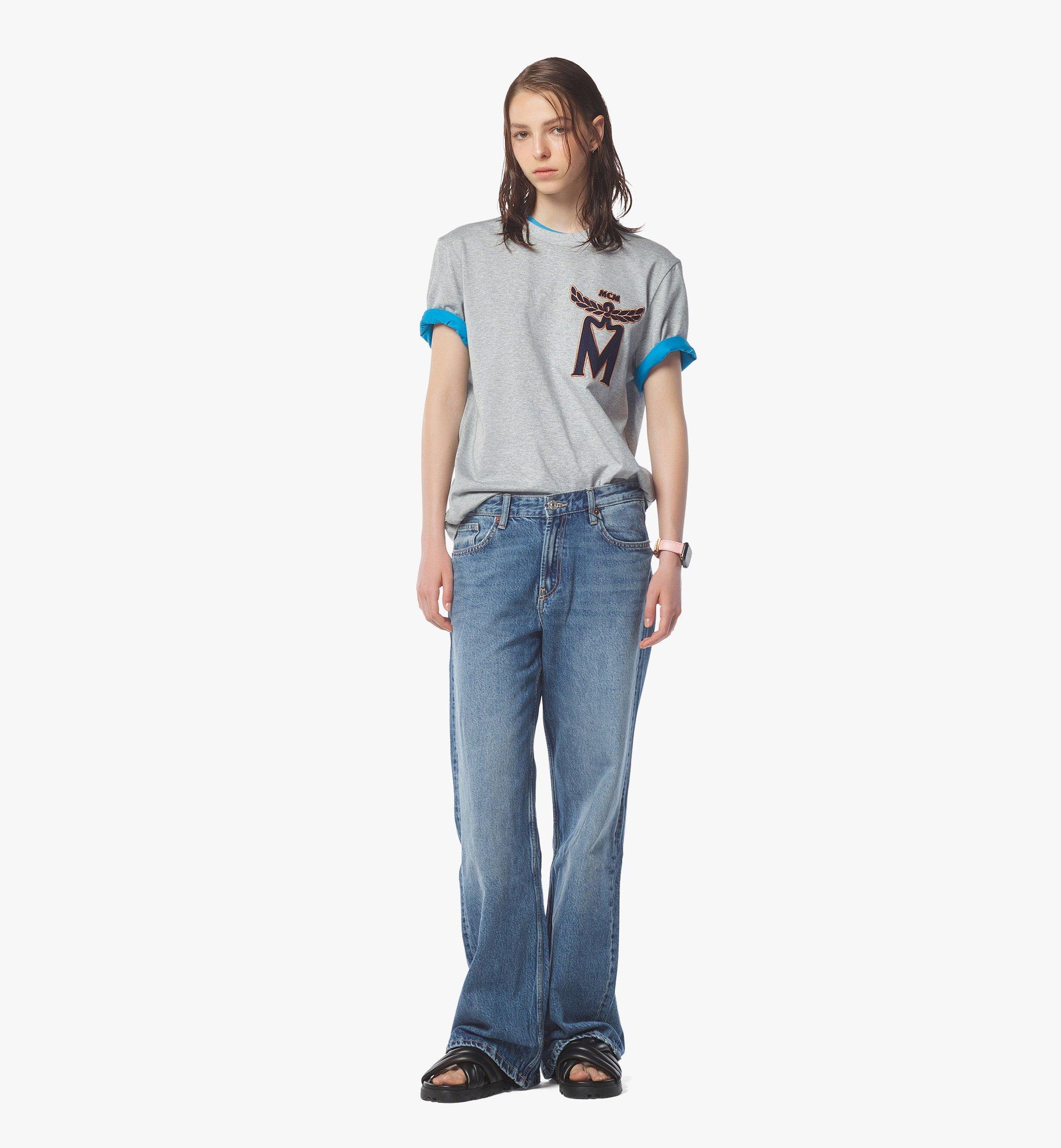 MCM Mロゴ刺繍入りTシャツ - オーガニックコットン Grey MHTEAMM09ET00M ほかの角度から見る 2