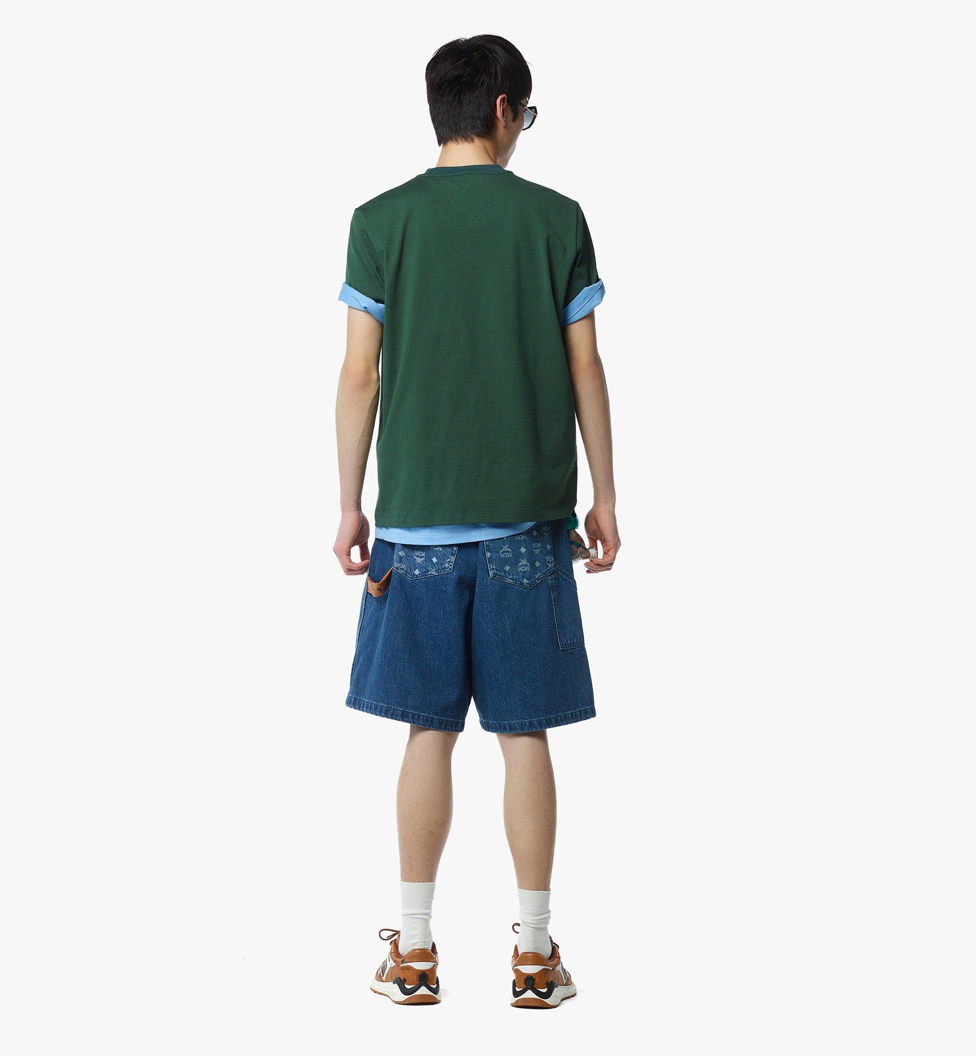 MCM Essential Logo Pocket T-Shirt in Organic Cotton Green MHTESBC02G000M Alternate View 3
