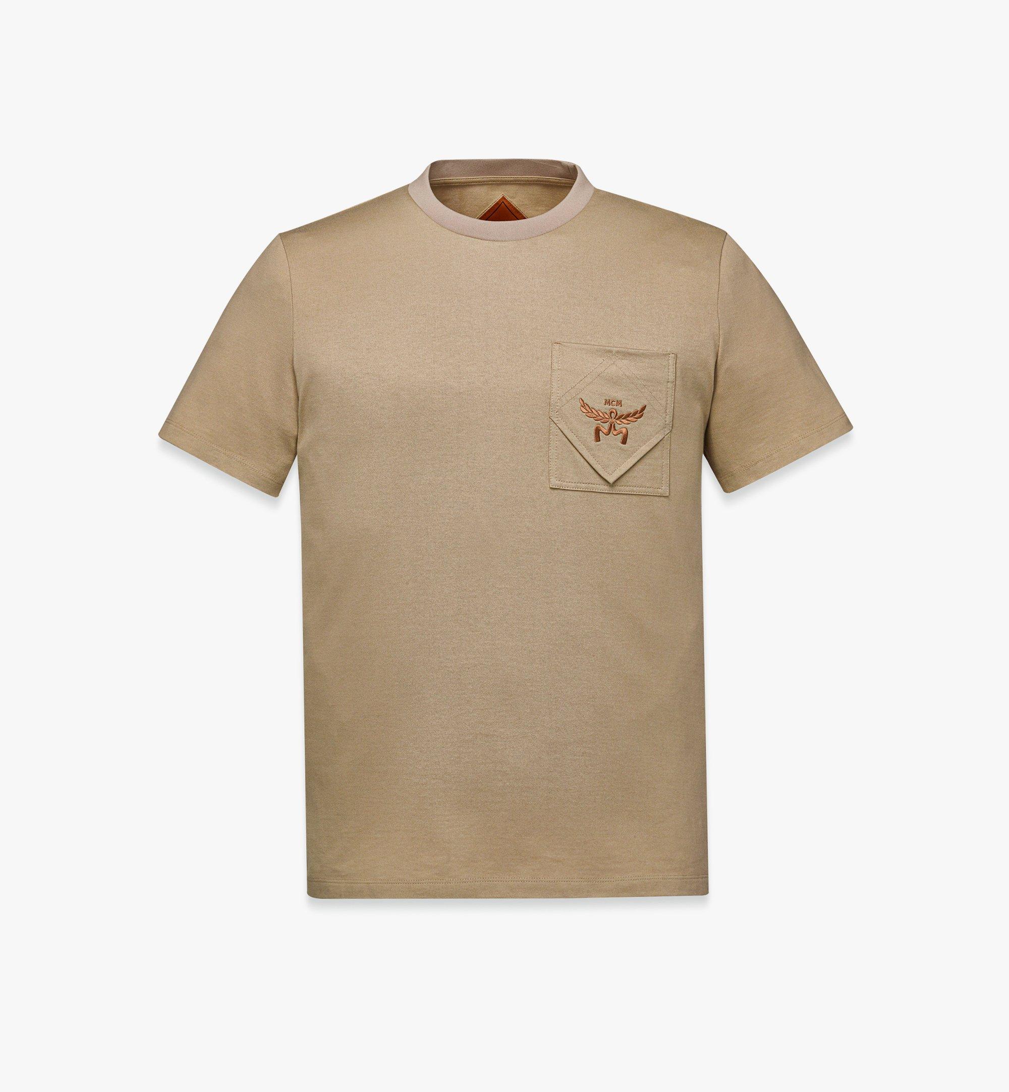 Small Essential Logo Pocket T-Shirt in Organic Cotton Beige | MCM ®US
