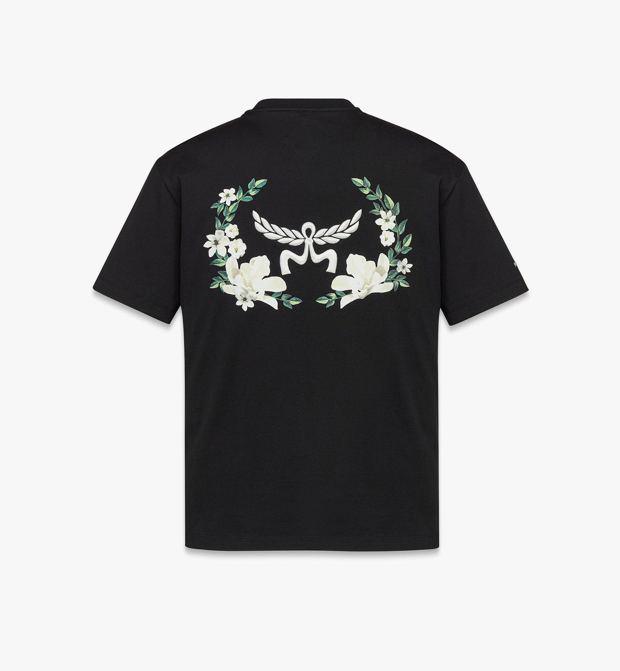 Mcm Floral Laurel T-shirt In Organic Cotton In Black