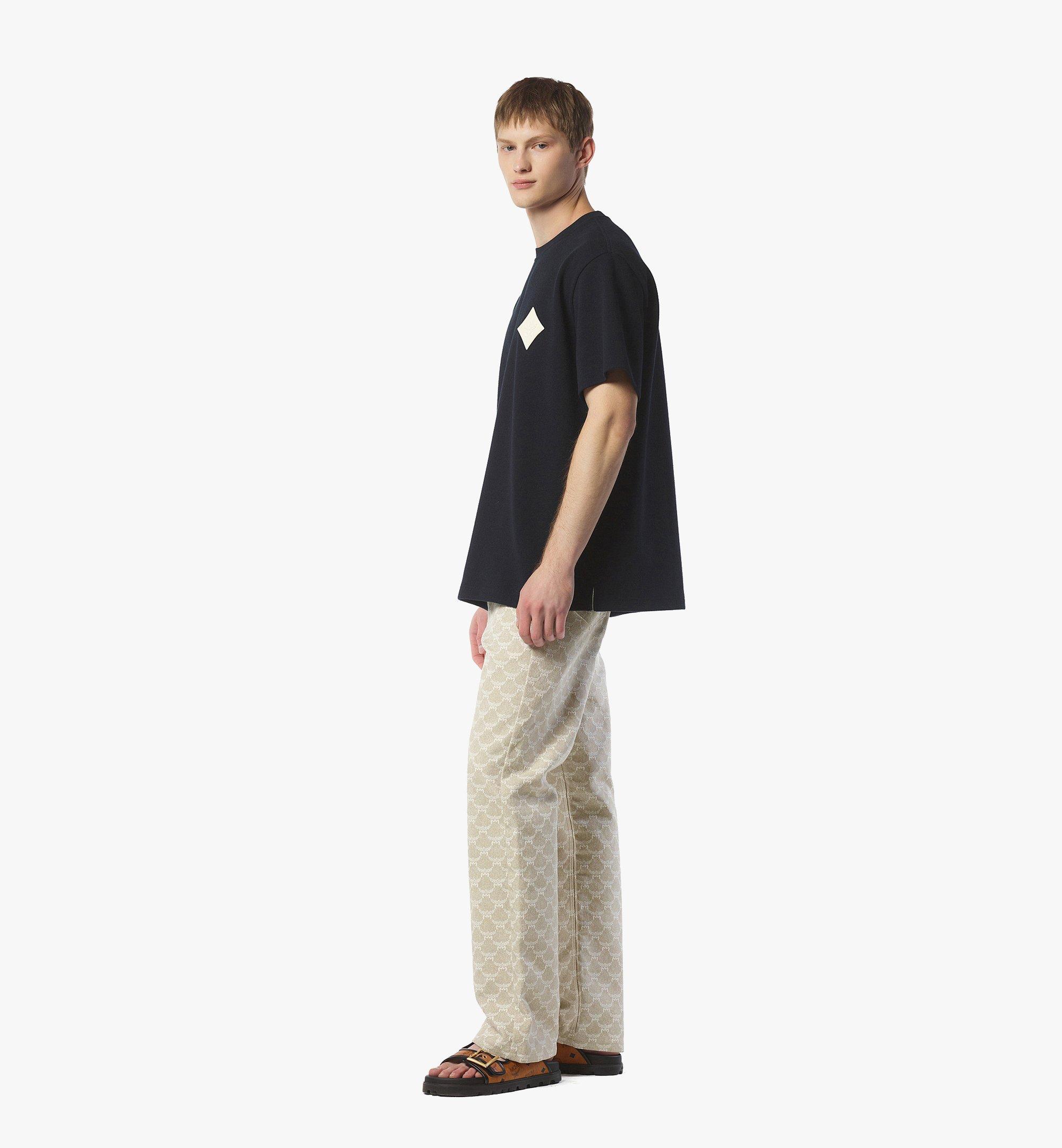 MCM Bouclé-T-Shirt mit Logoaufnäher Blue MHTESMM02VC00M Noch mehr sehen 2