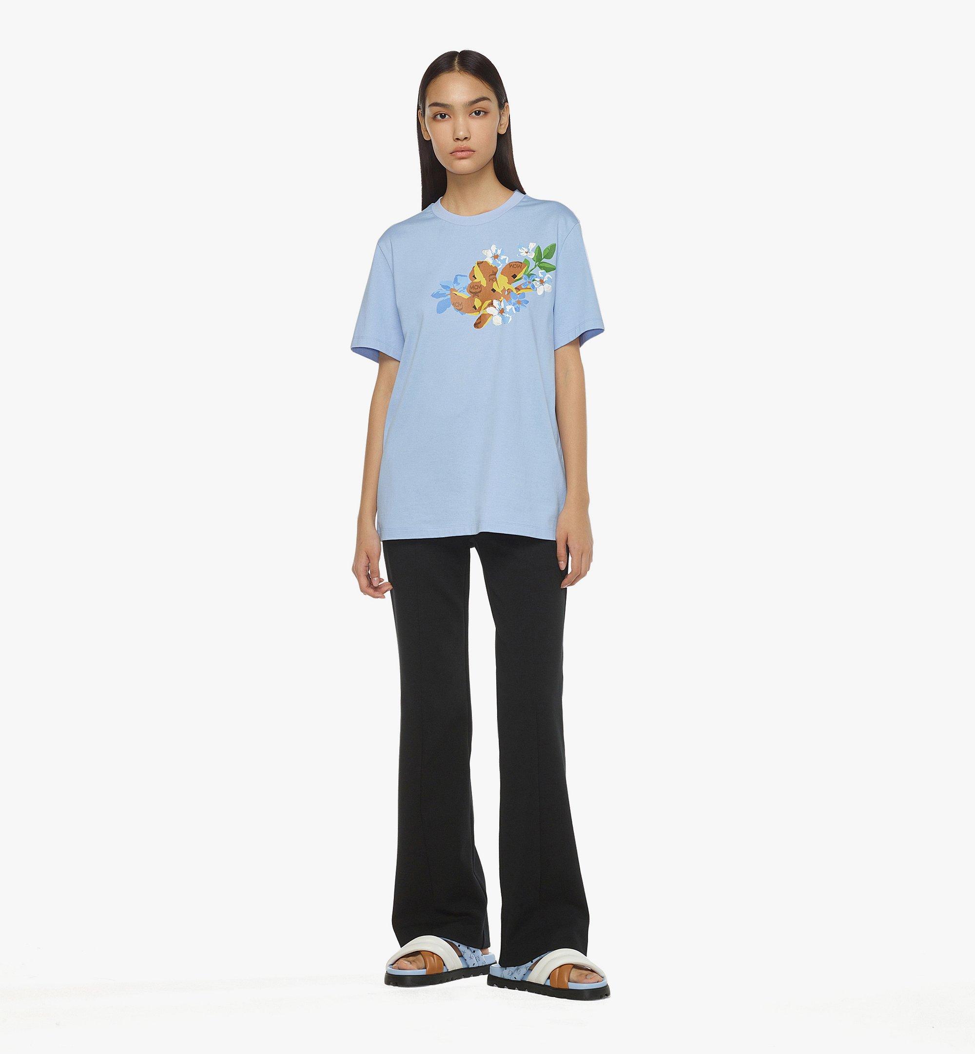 MCM フローラル Tシャツ - オーガニックコットン Blue MHTESMM03L900M ほかの角度から見る 2