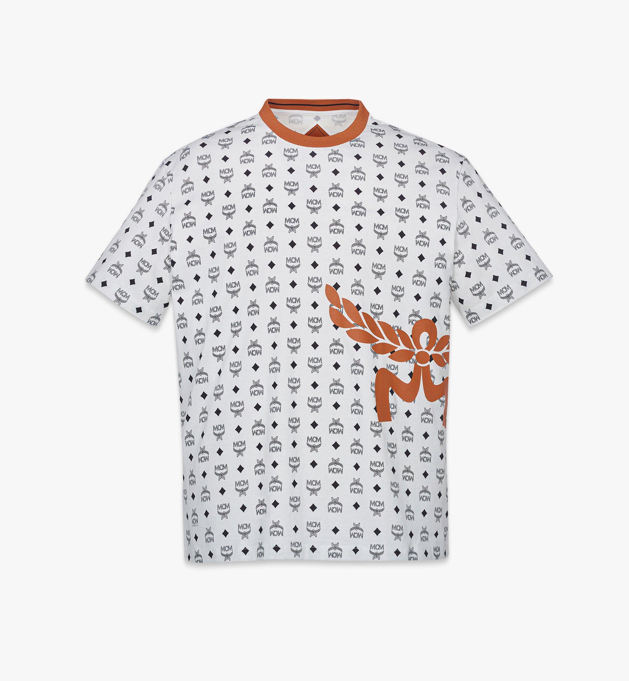 XX Large Mega Laurel Monogram Print T Shirt in Organic Cotton White MCM US