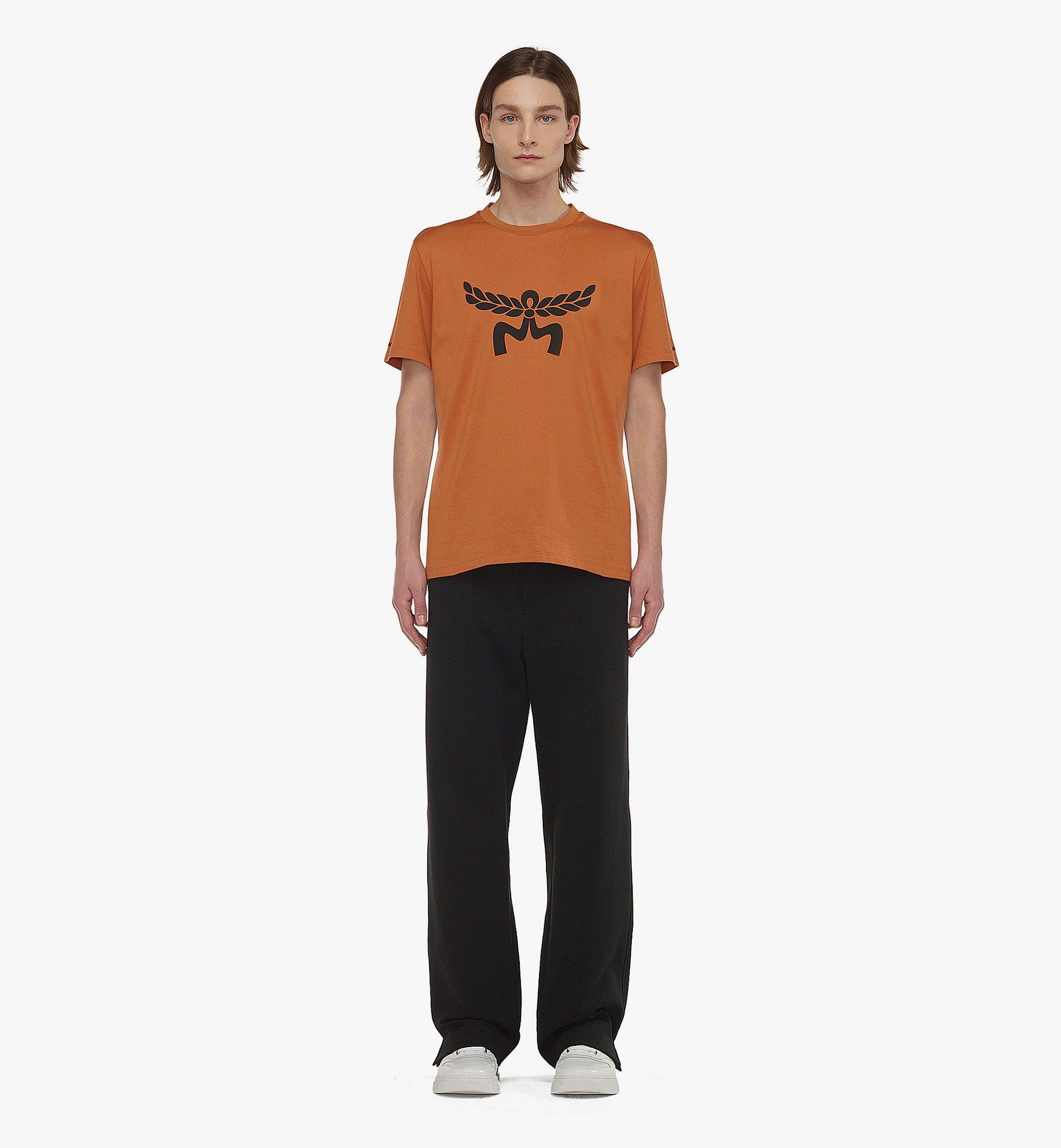 MCM Laurel Logo Print T-Shirt in Organic Cotton Cognac MHTESMM05CO3XL Alternate View 2