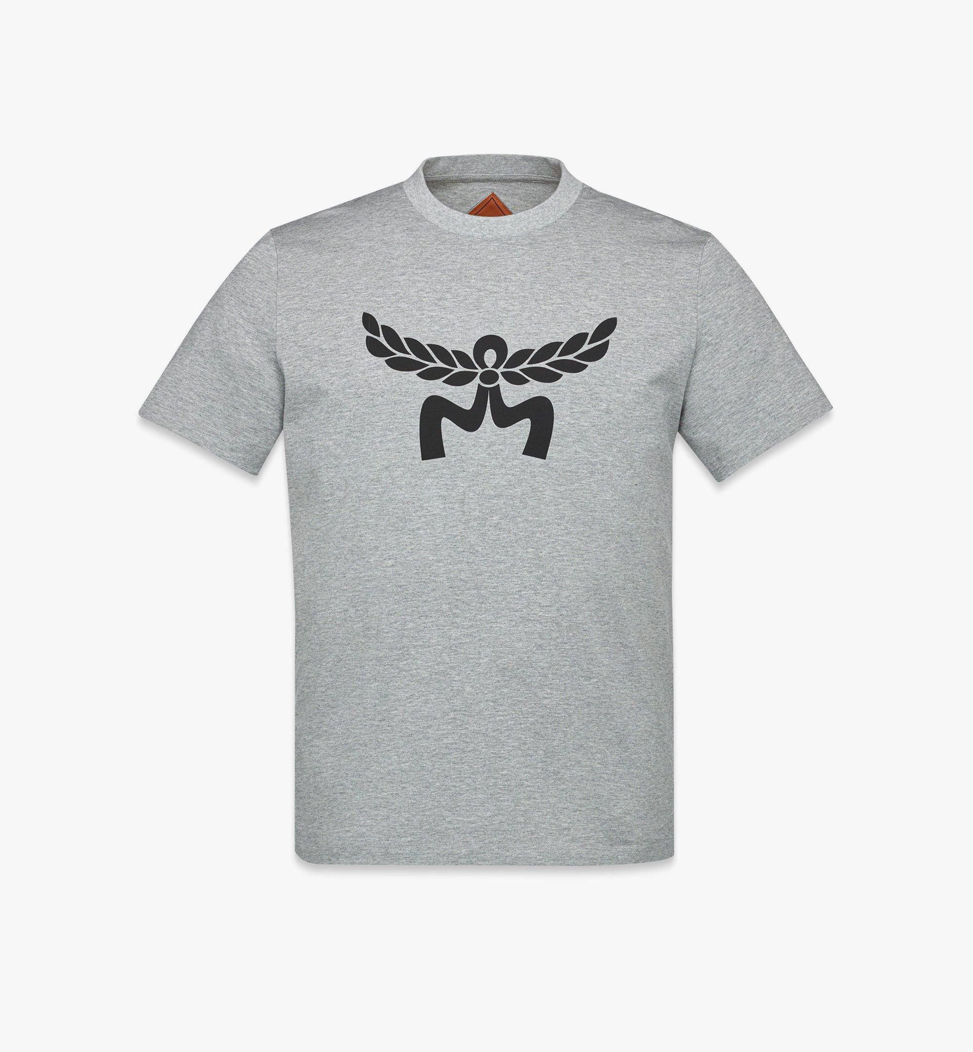 Shop Mcm Laurel Logo Print T-shirt In Organic Cotton In Melange Grey