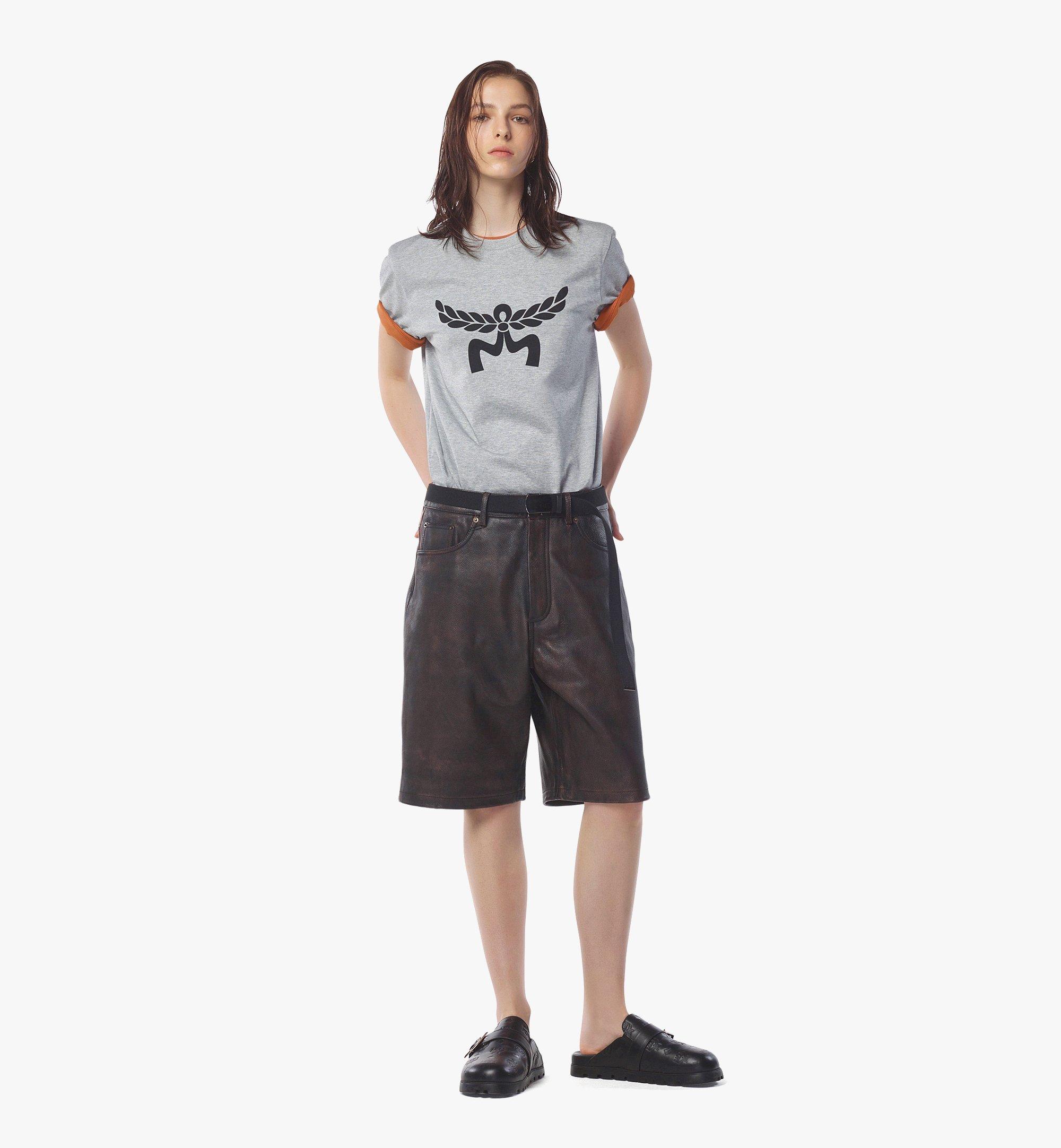 MCM Laurel Logo Print T-Shirt in Organic Cotton Grey MHTESMM05ET0XL Alternate View 2
