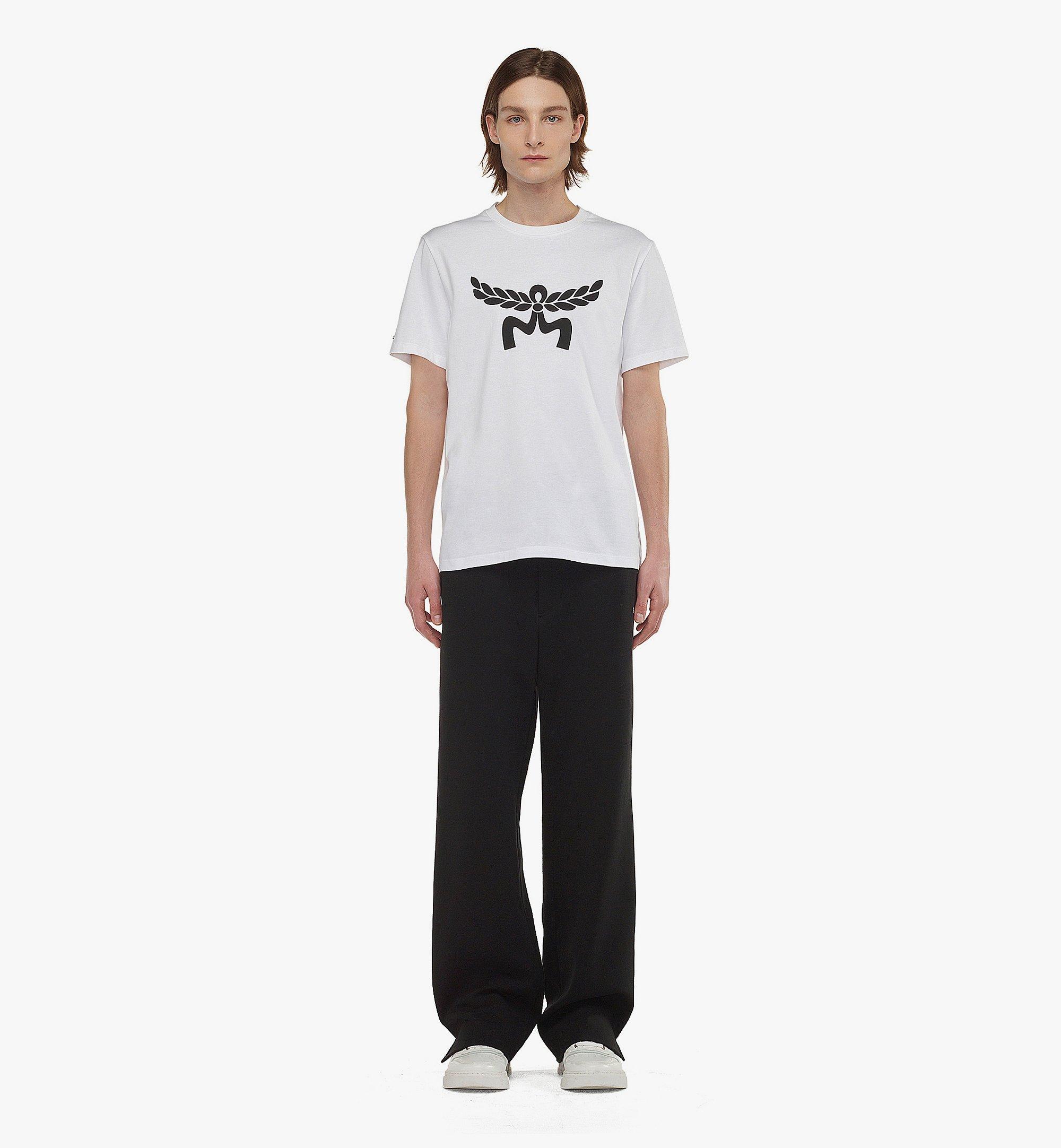 MCM Laurel Logo Print T-Shirt in Organic Cotton White MHTESMM05WT0XL Alternate View 2