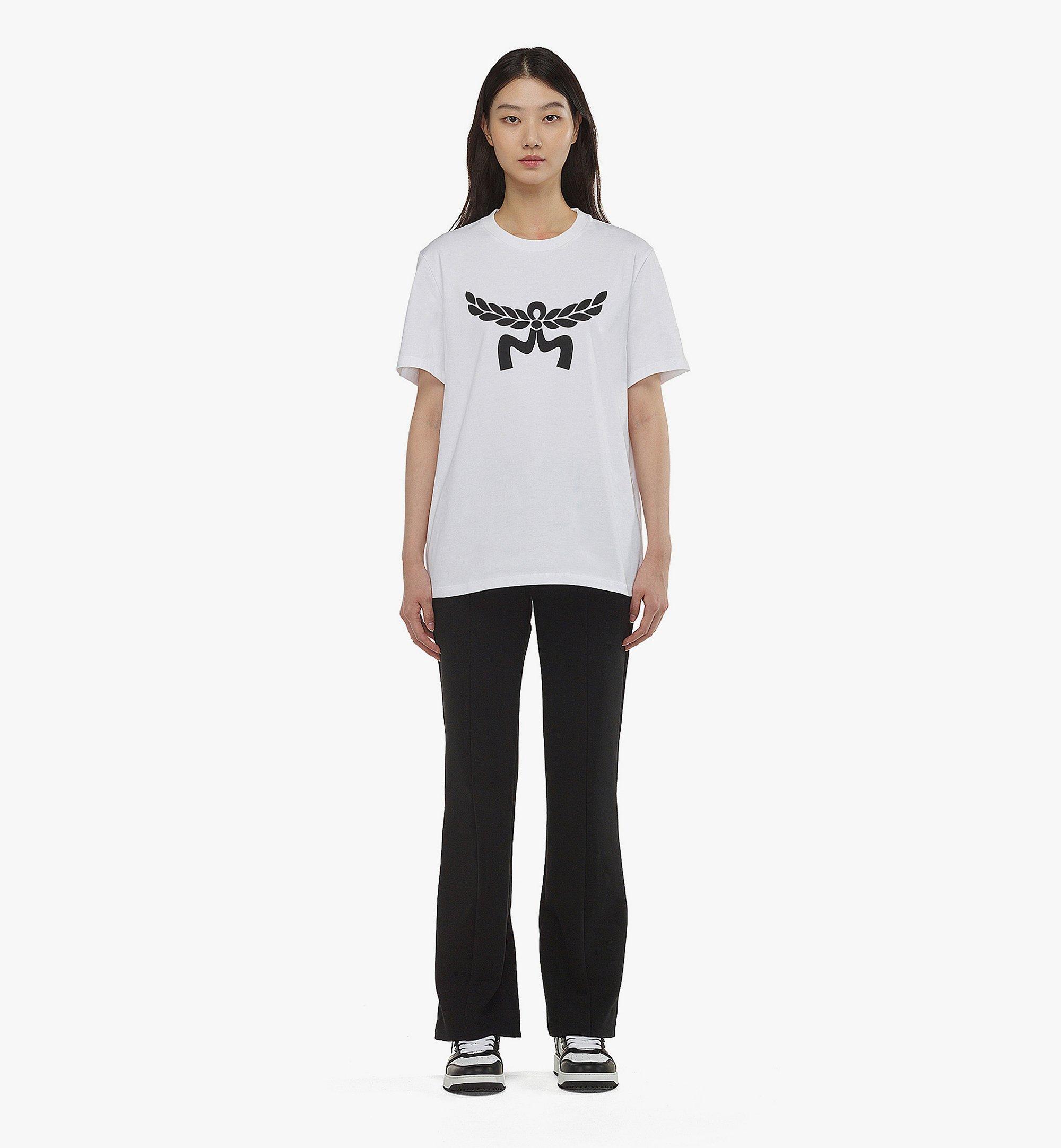 MCM Laurel Logo Print T-Shirt in Organic Cotton White MHTESMM05WT0XL Alternate View 4