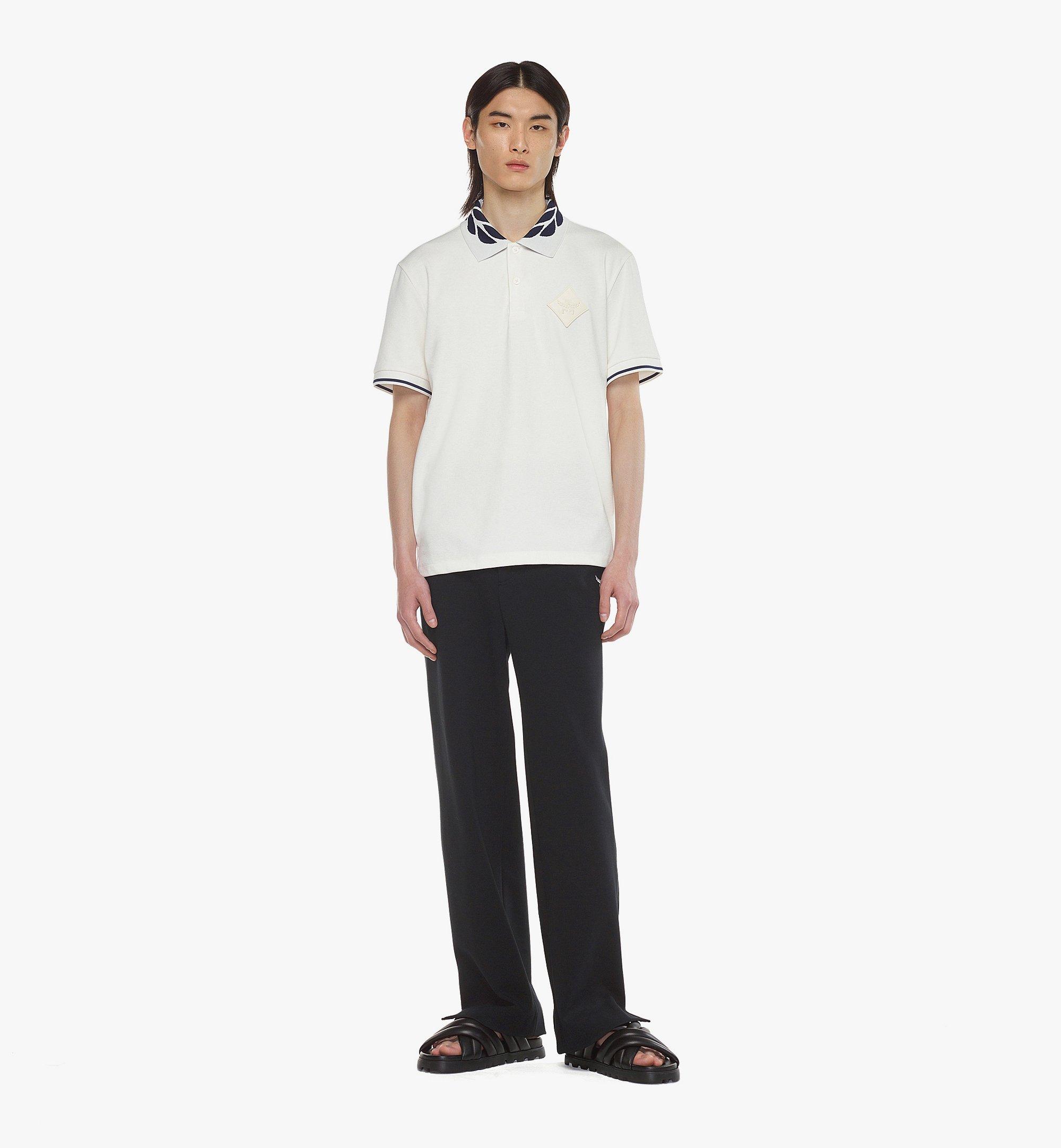 Medium Intarsia Laurel Piqué Polo White MCM ®CA
