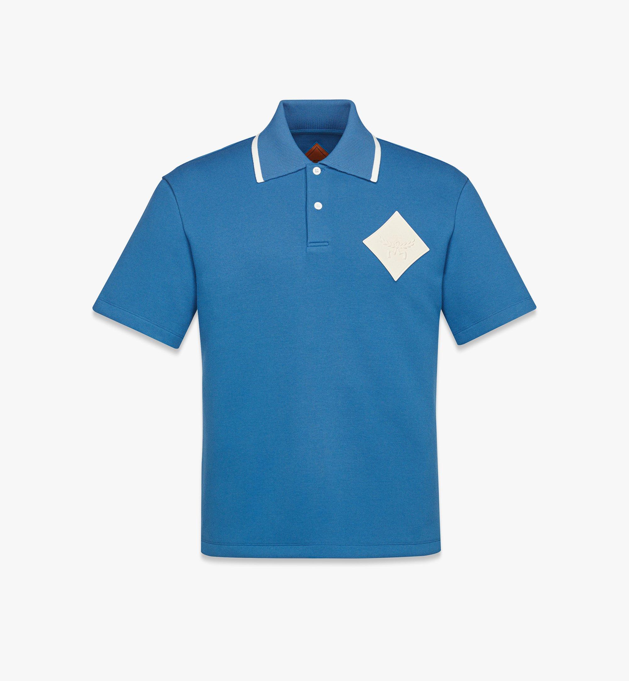 MCM Logo Patch Piqué Polo Blue MHTESMM13H000L Alternate View 1