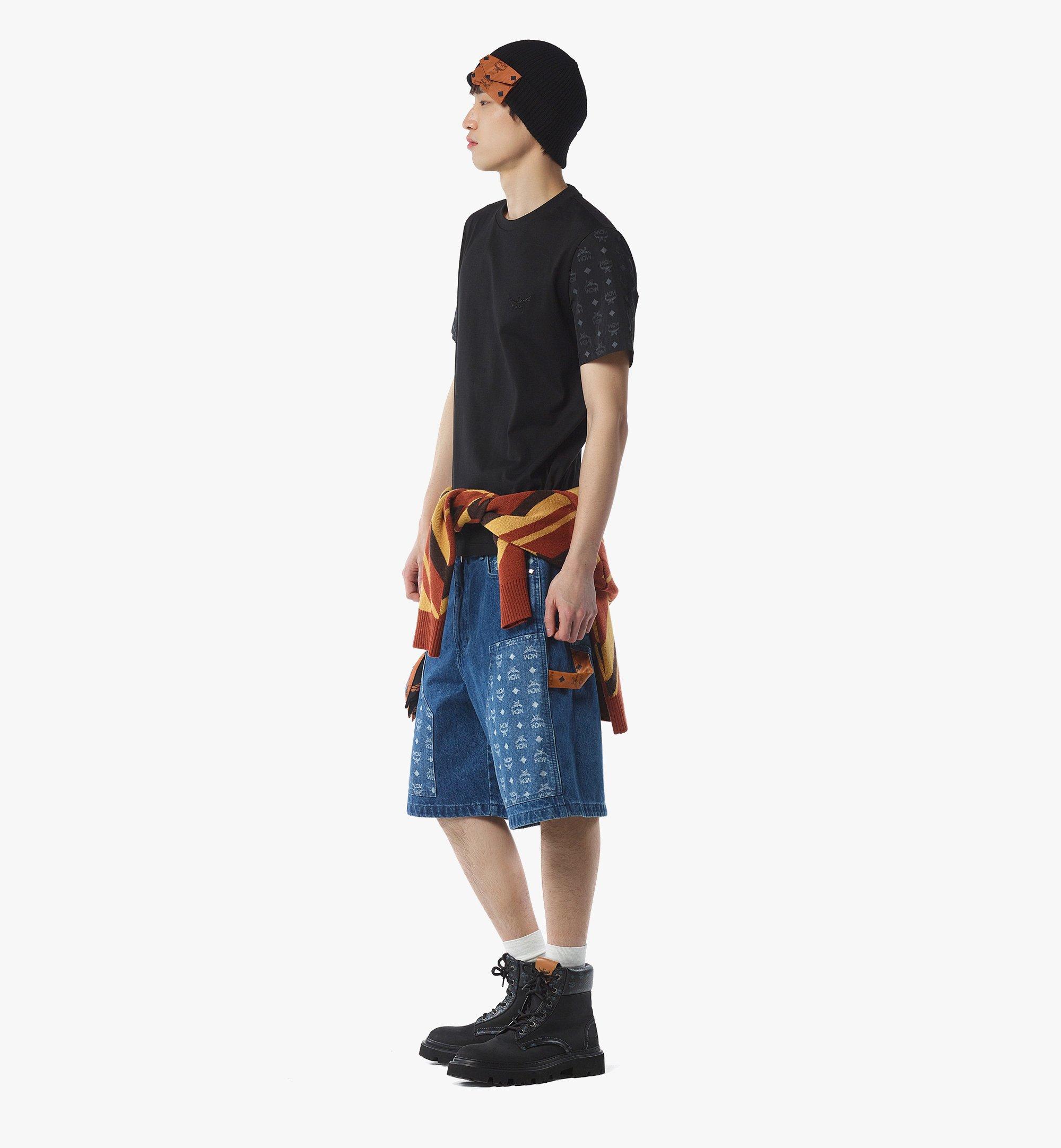 MCM Logo T-Shirt in Organic Cotton and Monogram ECONYL® Black MHTFAMD01BK0XL Alternate View 2