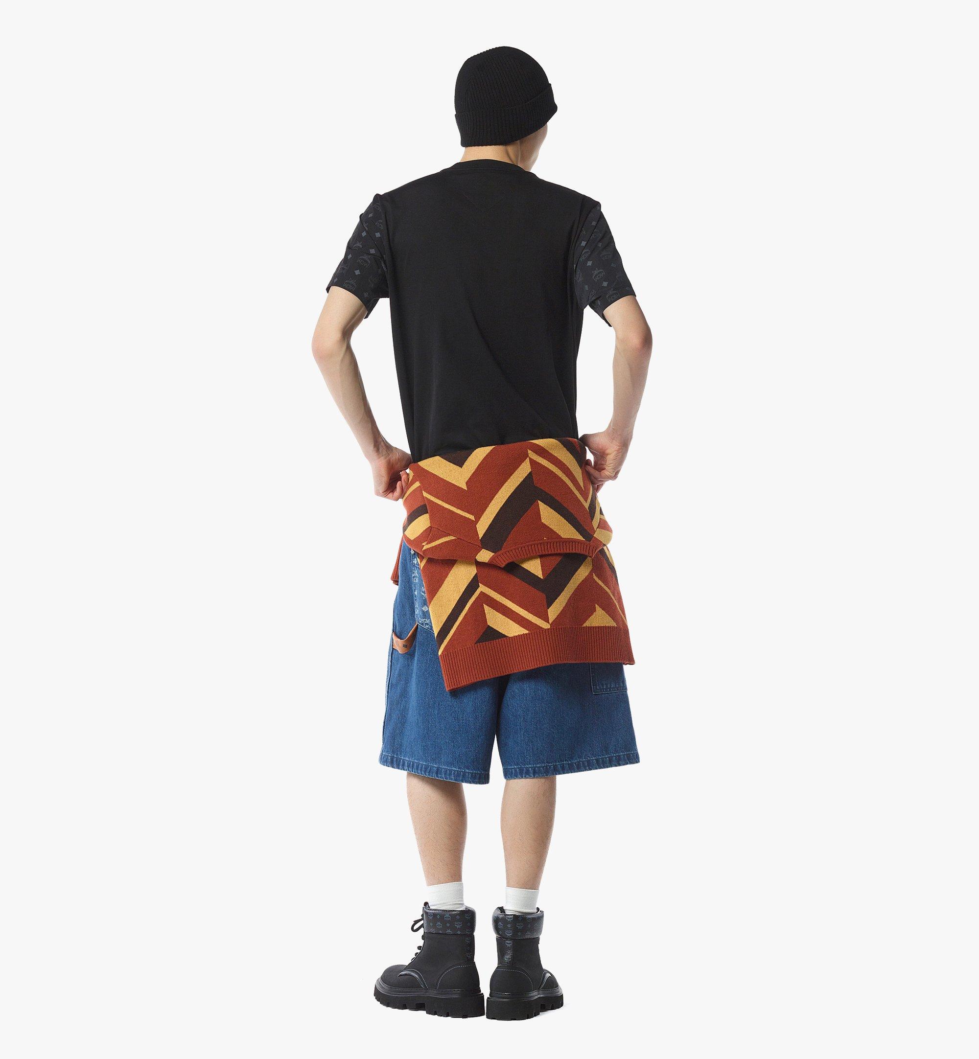 MCM Logo T-Shirt in Organic Cotton and Monogram ECONYL® Black MHTFAMD01BK0XL Alternate View 3