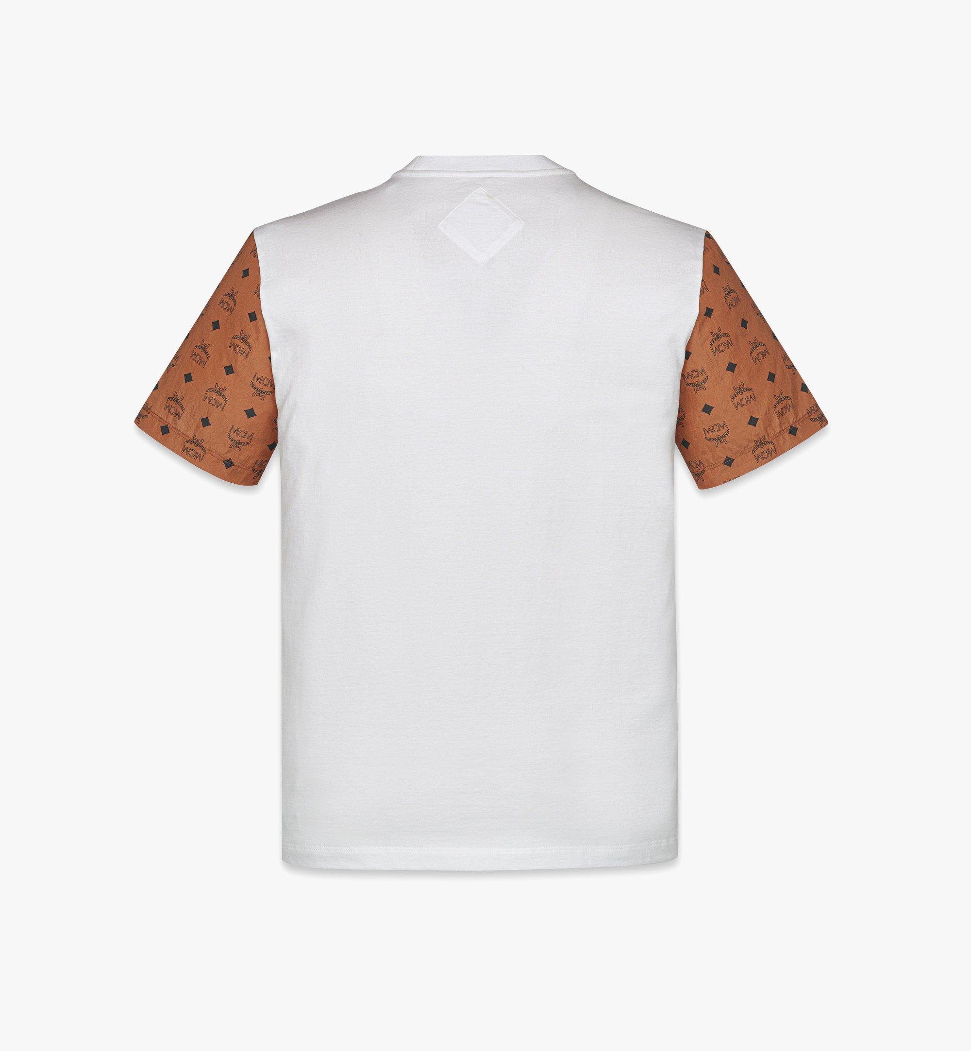 MCM Logo T-Shirt in Organic Cotton and Monogram ECONYL® White MHTFAMD01WT00L Alternate View 1