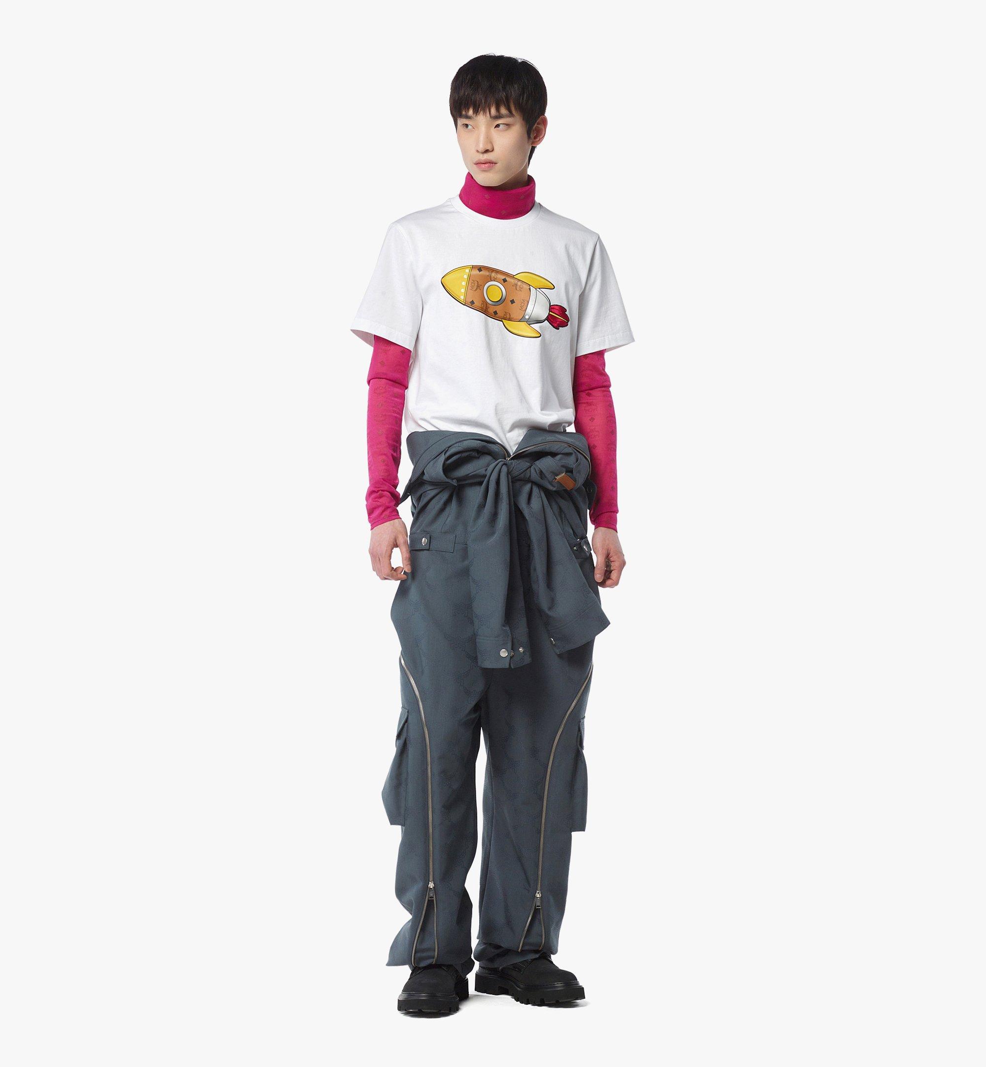 MCM T-Shirt aus Bio-Baumwolle mit Raketenmotiv White MHTFAMM04WT00L Noch mehr sehen 2