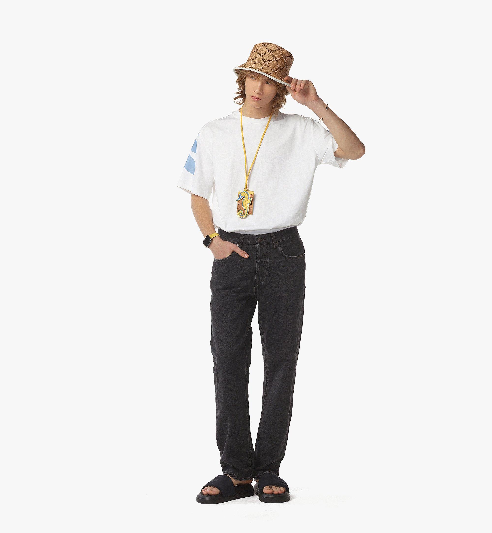 MCM Gradation Laurel Logo Print T-Shirt in Organic Cotton White MHTFSMM04WT0XS Alternate View 2