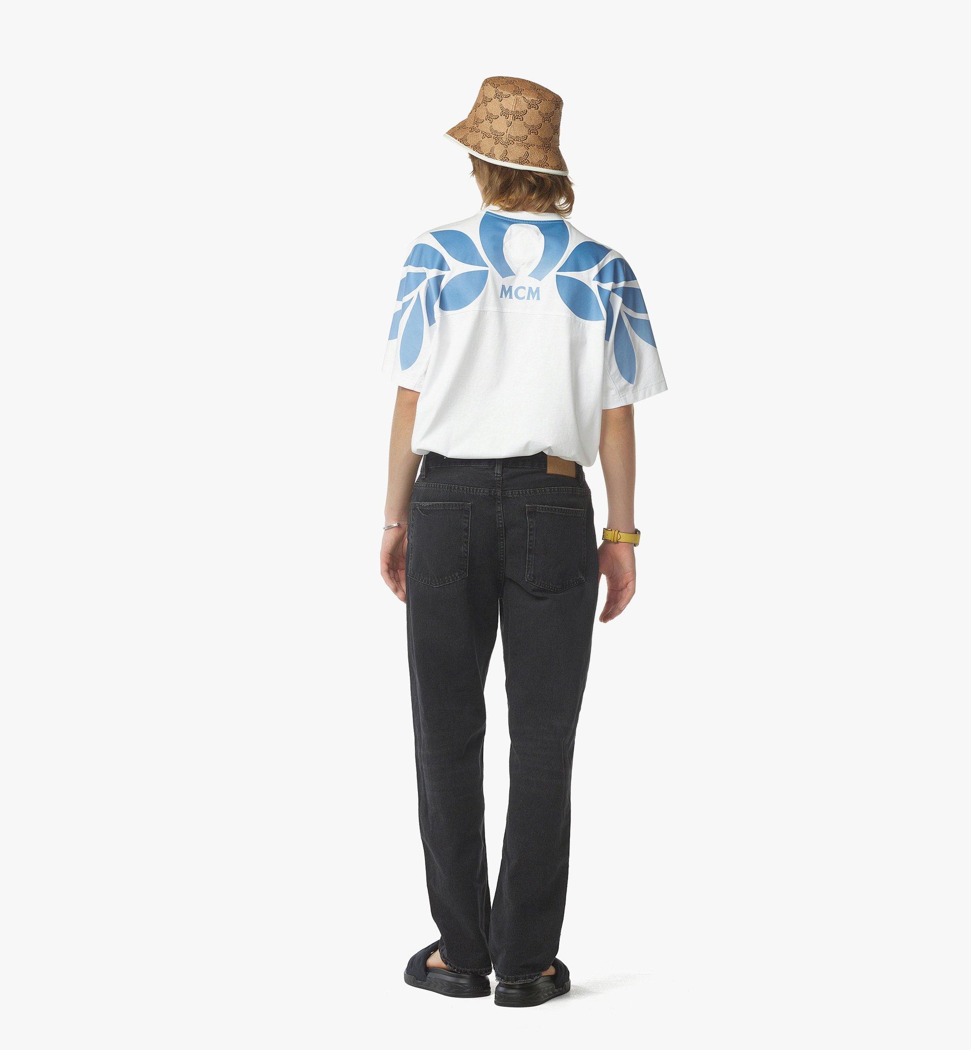 MCM Gradation Laurel Logo Print T-Shirt in Organic Cotton White MHTFSMM04WT0XS Alternate View 3