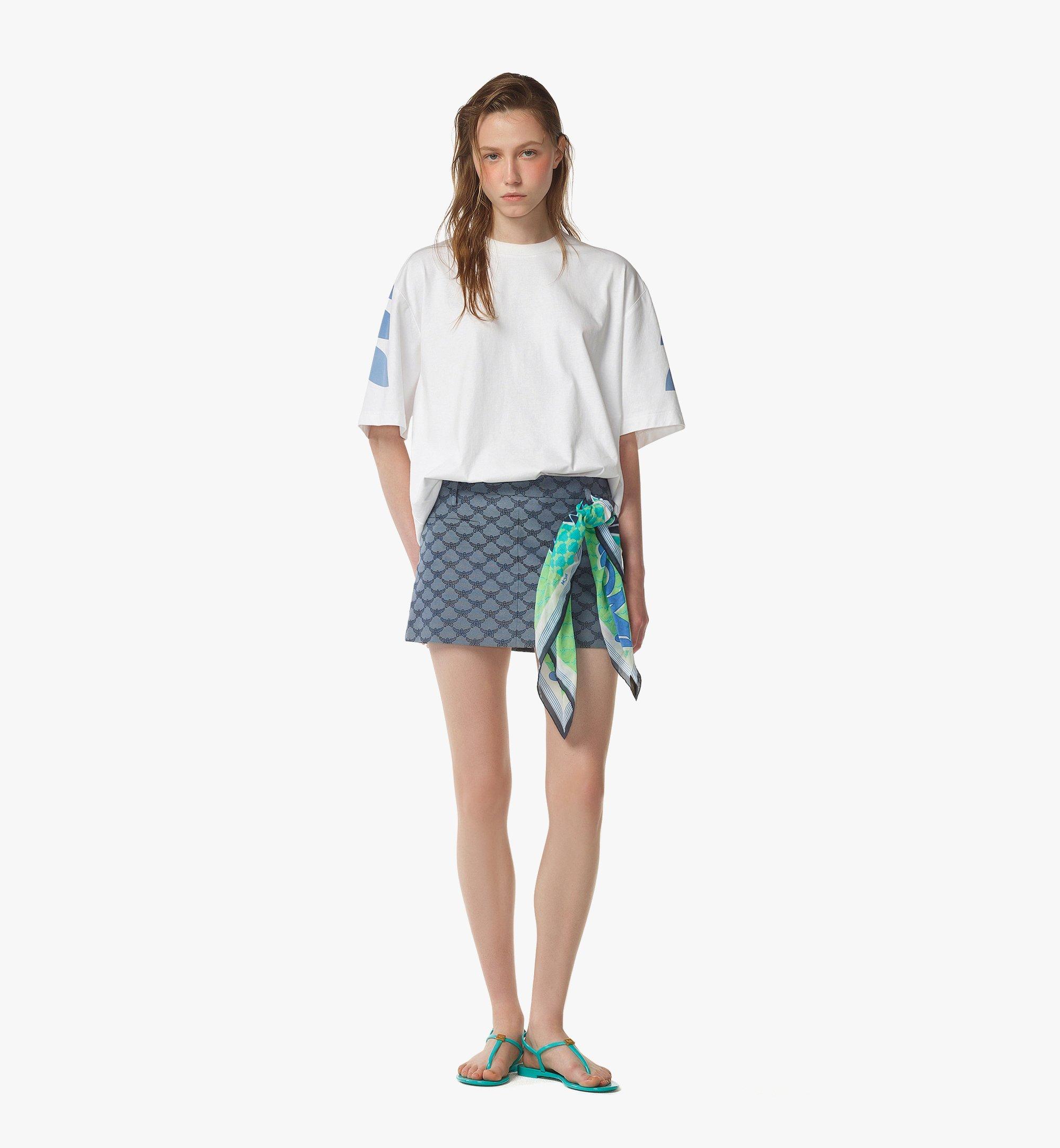 MCM Gradation Laurel Logo Print T-Shirt in Organic Cotton White MHTFSMM04WT0XS Alternate View 4