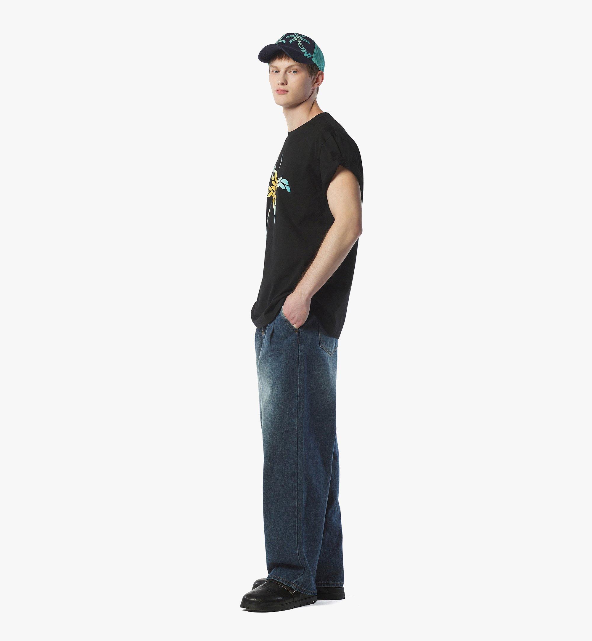 MCM Gradation Palm Logo T-Shirt in Organic Cotton Black MHTFSMM06BK0XL Alternate View 2