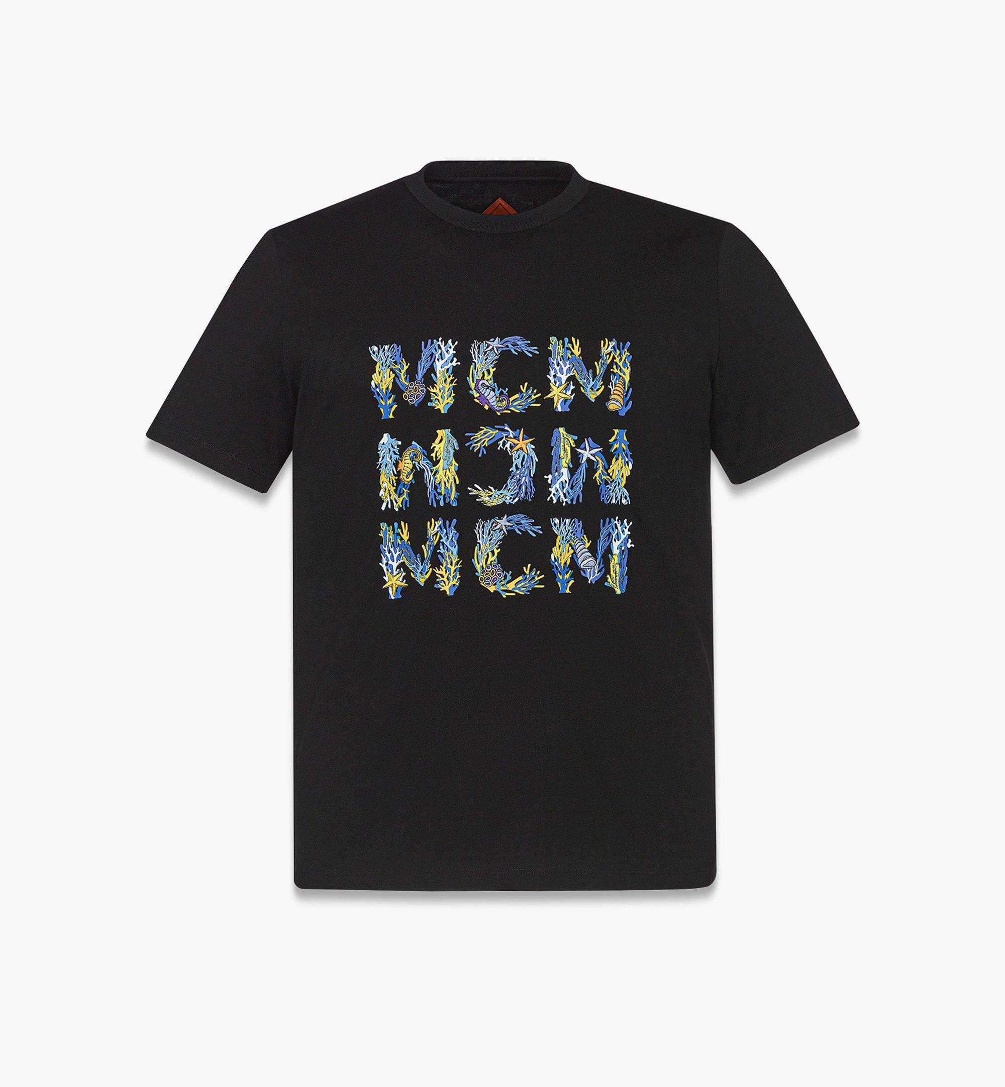 MCM Aquatic Logo T-Shirt in Organic Cotton Black MHTFSMM07BK0XS Alternate View 1