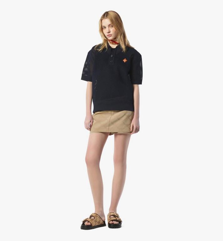 Medium Logo Patch Mesh Knit Polo Blue | MCM ®US Medium Logo Patch Mesh Knit Polo Blue | MCM ®US