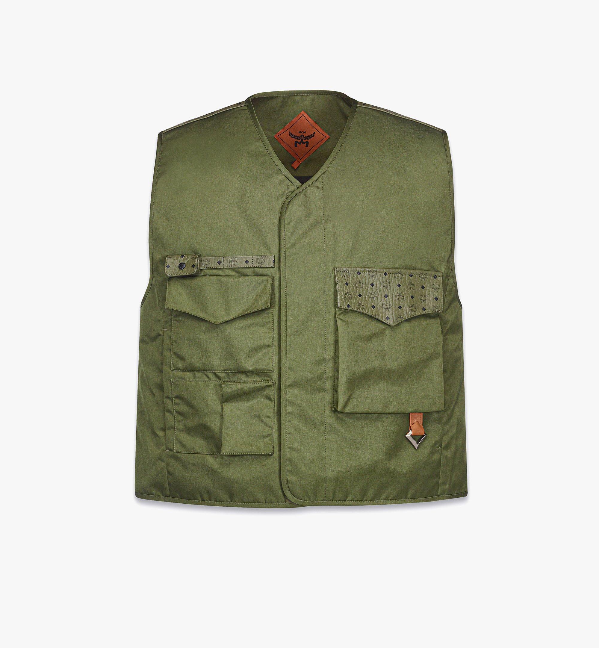 Veste sans manches en ECONYL® et cuir à monogramme imprimé